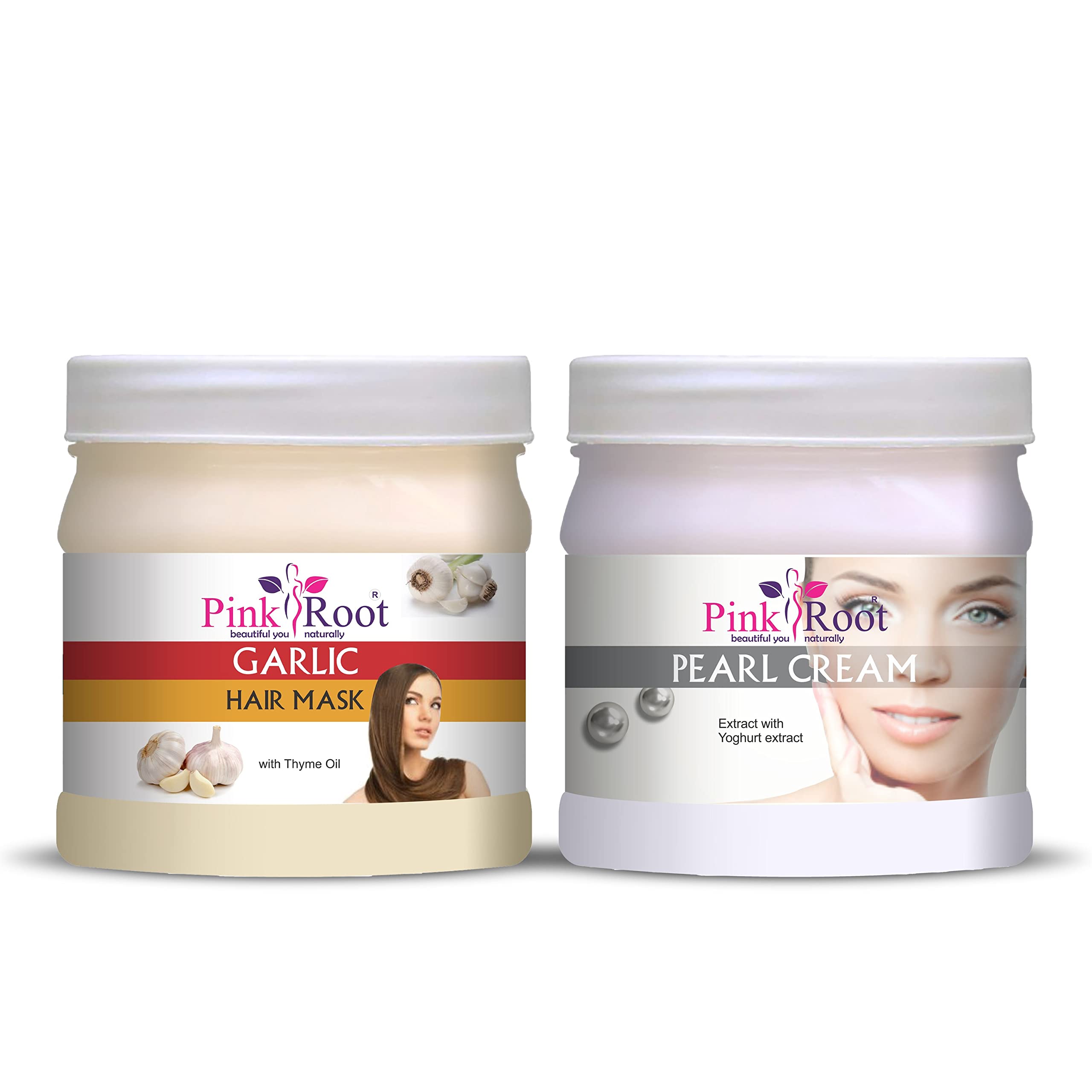 Pink Root Garlic Hair Mask 500g with Pearl Cream 500g - Deep Nourishing Treatment for Damaged Hair, Hair Growth & Scalp Care - Perfect for Dry, Frizzy & Color-Treated Hair at Home Salon Use