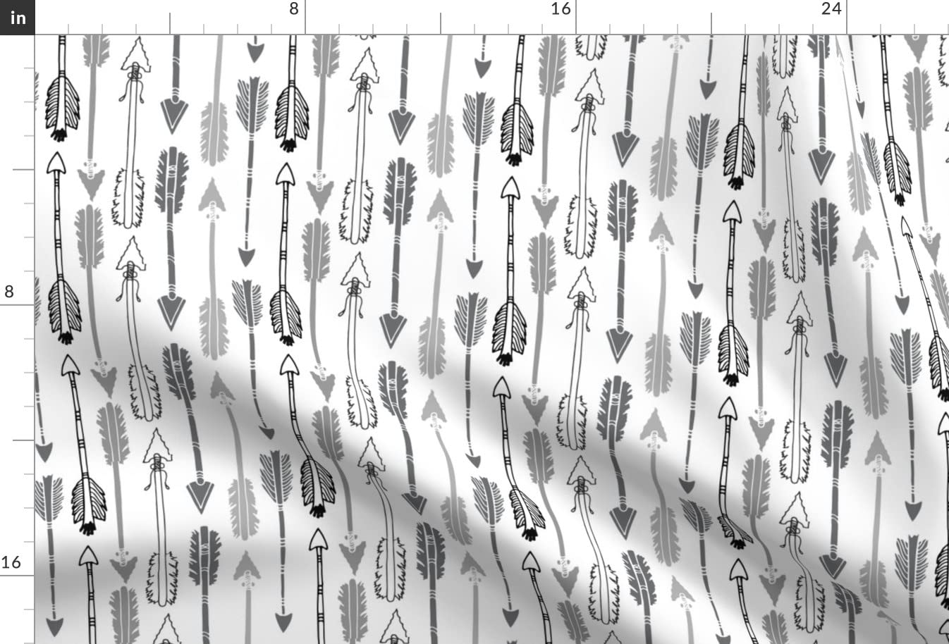Hand Drawn Arrows Teepee Grey Printed Minky Fabric Fat Quarter - Soft Plush Material for Sewing Baby Blankets, Quilt Backing & DIY Plush Toys - Perfect for Nursery Decor, Craft Projects & Gift Making