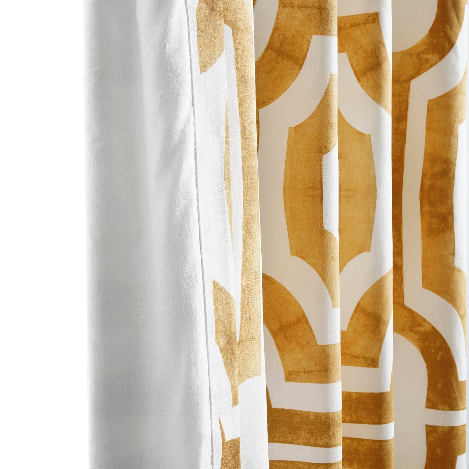 Mecca Gold Geometric Printed Cotton Blackout Curtains for Bedroom & Living Room - Stylish Window Treatment for Light Blocking & Privacy
