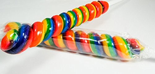 10-Piece Classic Hard Candy Rainbow Twisted Lollipops - Mexican Party Snacks, Multi-Color Bulk Candy for Birthdays, Pinatas & Festive Celebrations