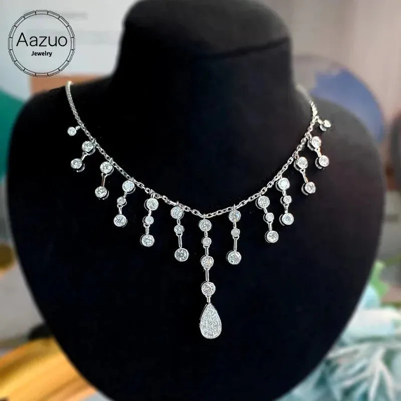 18K White Gold 2.0ct Natural Diamond Necklace for Women - Luxury Fine Jewelry Gift for Wedding, Anniversary & Formal Events