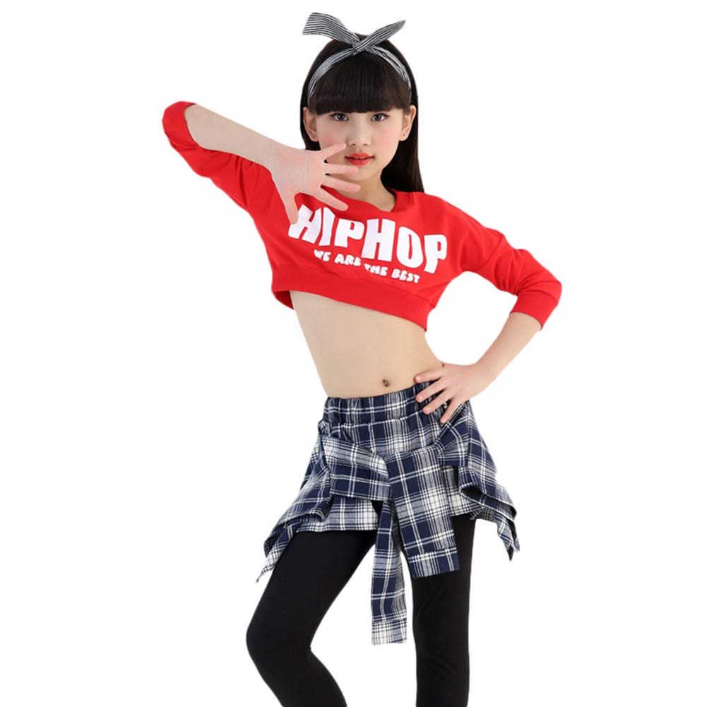 LOLANTA Girls Hip Hop Dance Costume Set - Jazz Outfit with Cropped Top & Culotte Skirt Pants for Street Dance, Performance, and Party Wear