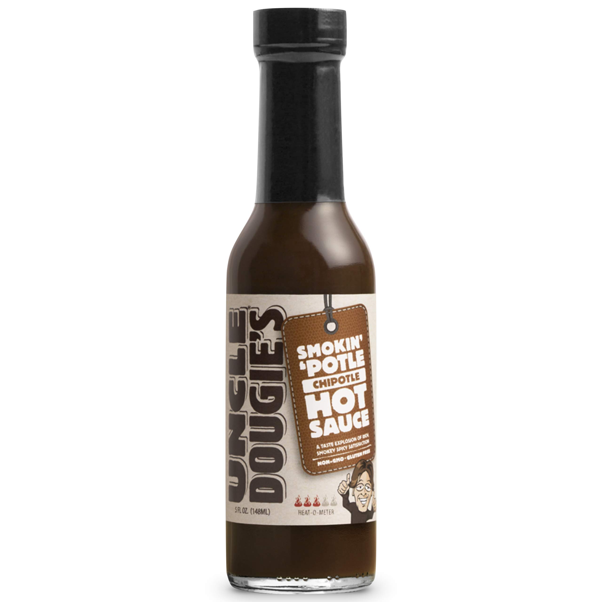 Uncle Dougie's Smokin' 'Potle Hot Sauce - Spicy Chipotle Flavor, Pack of 6 Bottles | Perfect for Tacos, Wings, Burgers & BBQ