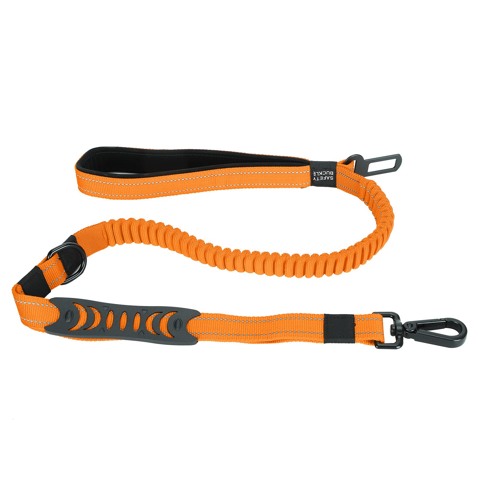 Durable Reflective Dog Leash for Training & Walking - Heavy-Duty Pet Seat Belt with High Visibility Strips (Orange) - Perfect for Night Walks, Jogging & Outdoor Adventures