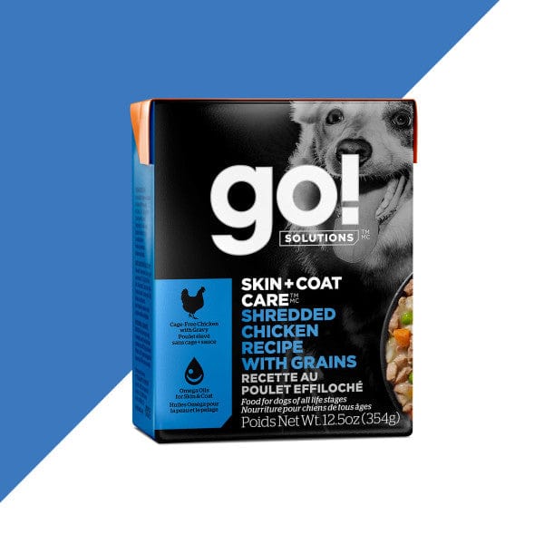 Go! Solutions Skin & Coat Care Shredded Chicken Recipe Wet Dog Food - 12.5oz Can | Premium Grain-Free Formula for Healthy Skin & Shiny Coat | Perfect for Adult Dogs with Sensitive Skin or Allergies