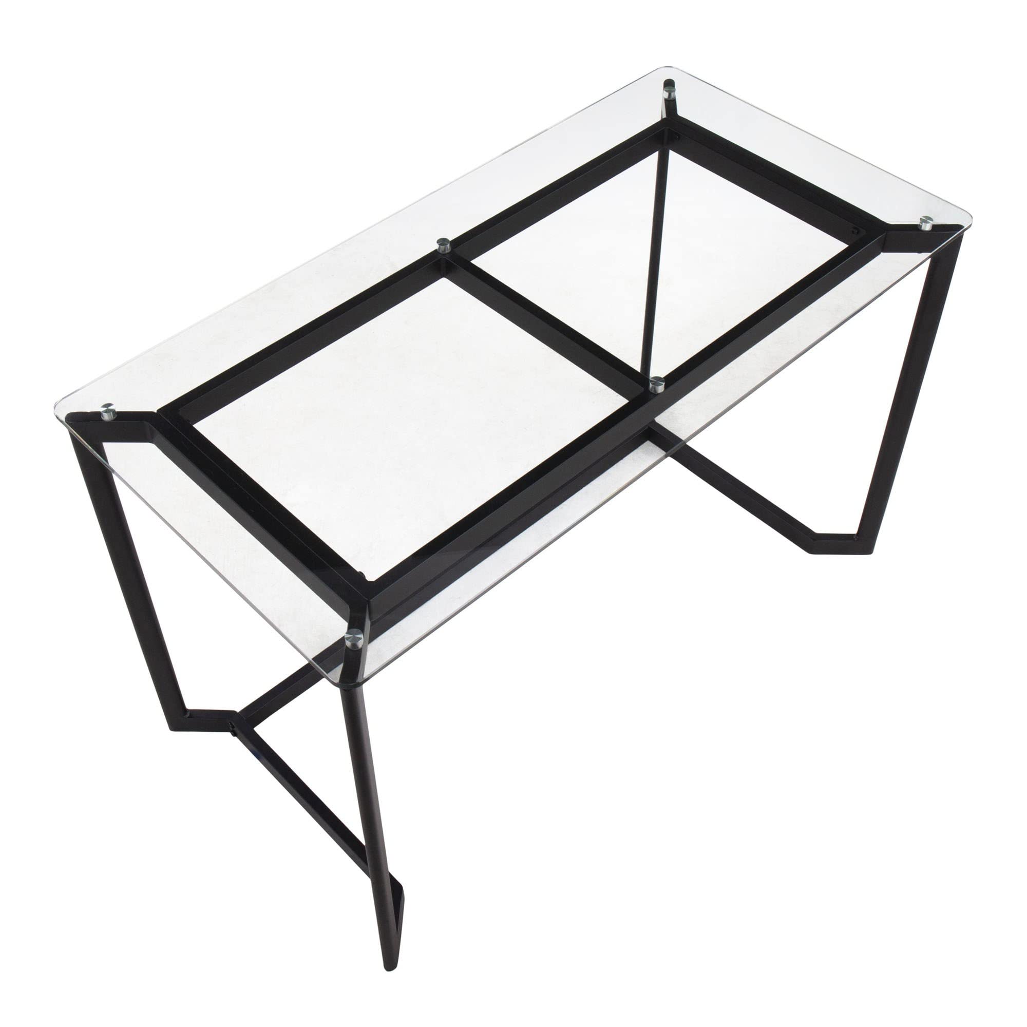LumiSource Masters Glass Desk - Modern Home Office & Gaming Desk, Small Black Computer Desk for Bedroom, Mid Century Style Workspace | Perfect for Remote Work, Online Classes & Compact Spaces