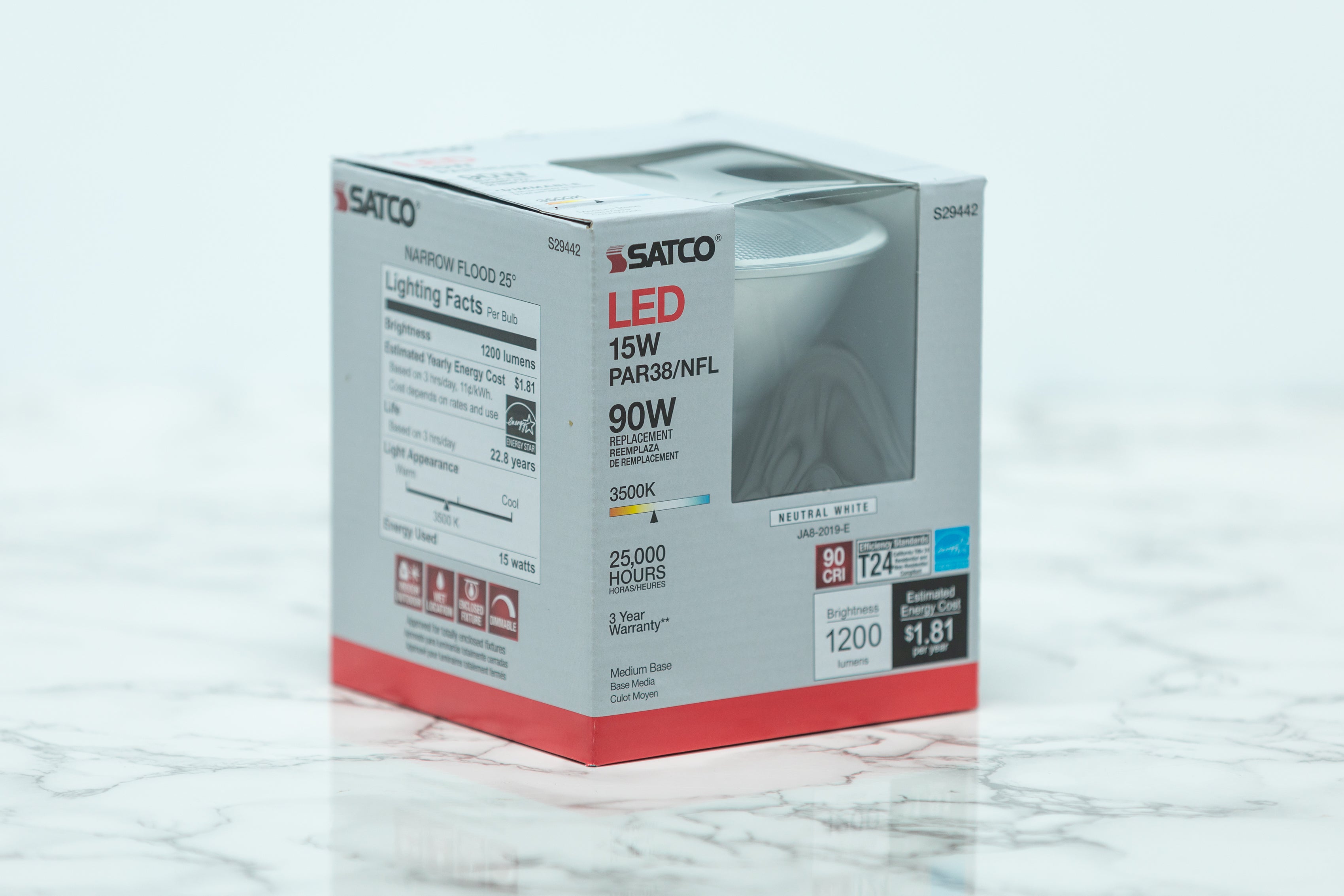 Satco Wet Location Recessed Can LED Light Bulb - Damp Rated for Bathrooms, Kitchens & Outdoor Use - Energy Efficient Lighting Solution