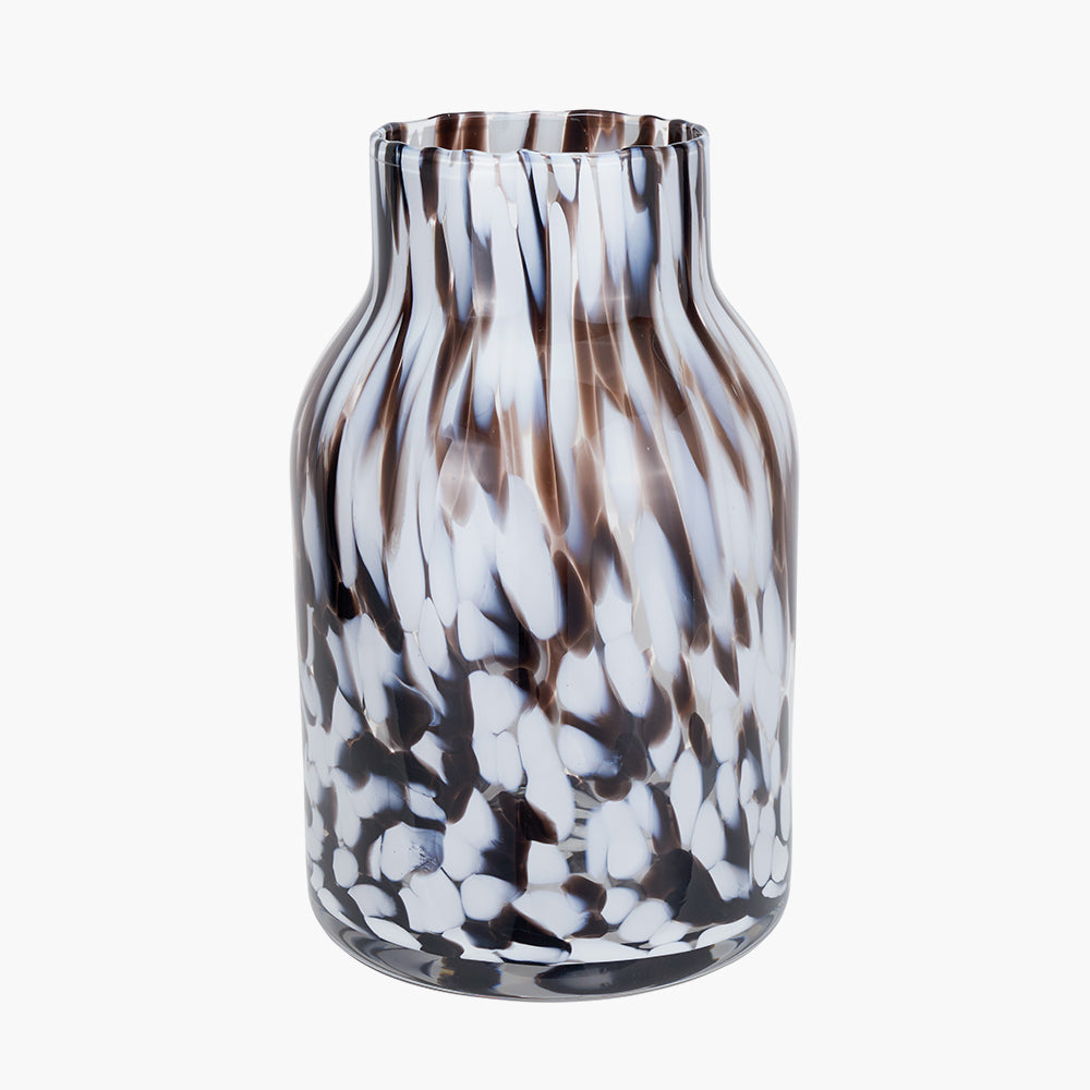 Brown and White Tortoiseshell Glass Vase - Small & Large Sizes - Elegant Home Decor for Centerpieces, Wedding Decorations & Living Room Accents