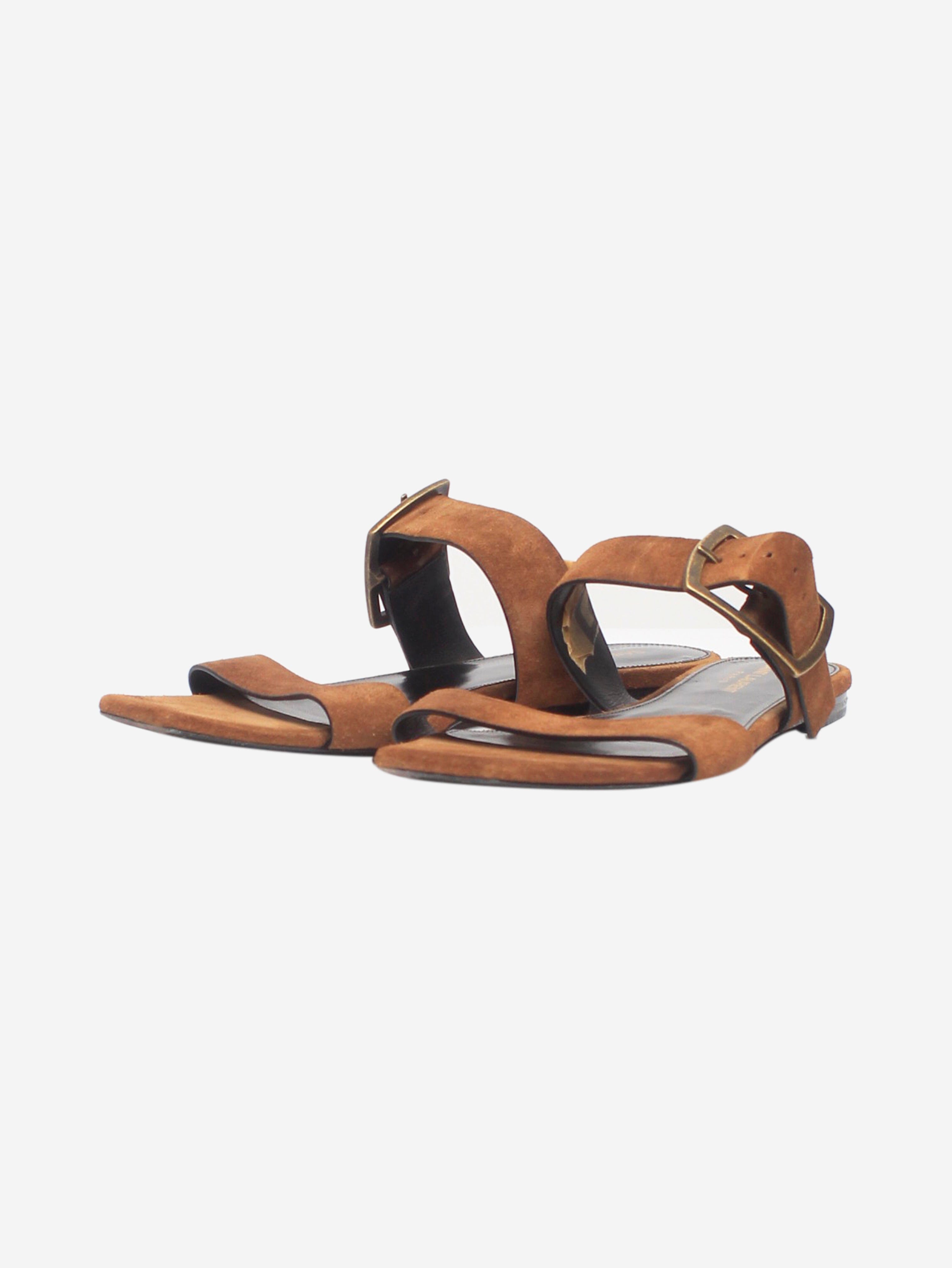 Brown Suede Flat Sandals Women's Size 39.5 EU | Comfortable Summer Casual Shoes for Beach, Vacation & Everyday Wear
