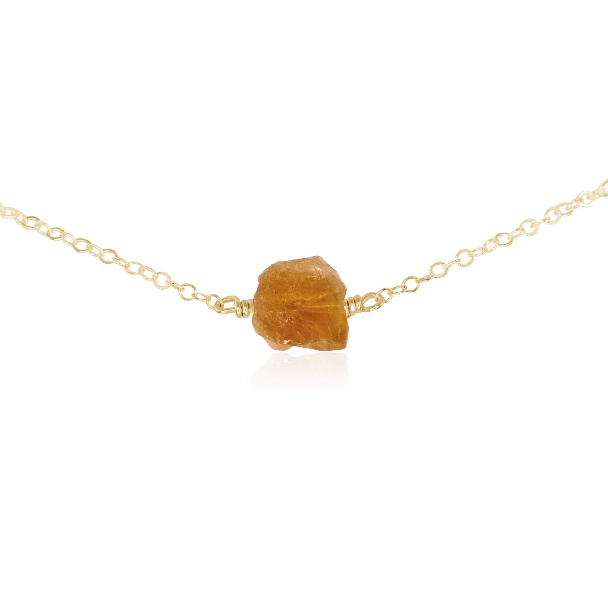 Natural Tiny Raw Citrine Crystal Nugget Choker Necklace - Healing Stone Jewelry for Energy & Positivity | Perfect for Meditation, Yoga & Spiritual Gifts