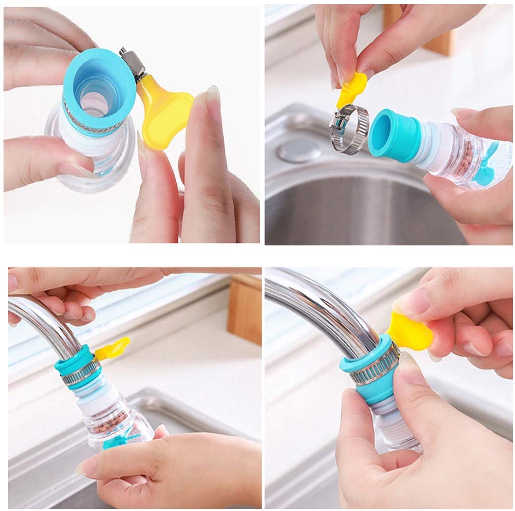 NOBILEA Flexible Kitchen Sink Faucet Extender - Anti-Splash Water Saving Rotatable Nozzle with Expandable Water Filter Shower Head - Perfect for Washing Dishes, Filling Pots & Cleaning Vegetables (Pack of 1)