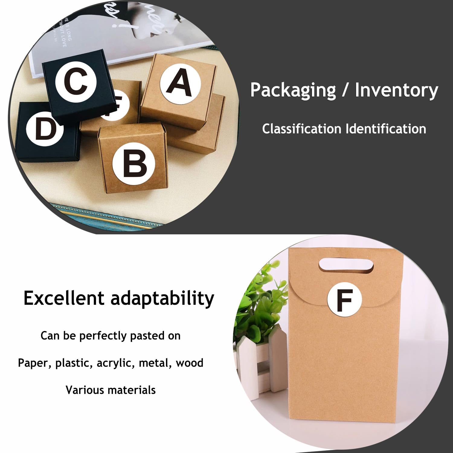 D Letter Inventory Labels - 1 Inch Round Circle Dots Stickers, 500 Adhesive Capital Letter D Labels for Organizing, Storage & Office Supplies