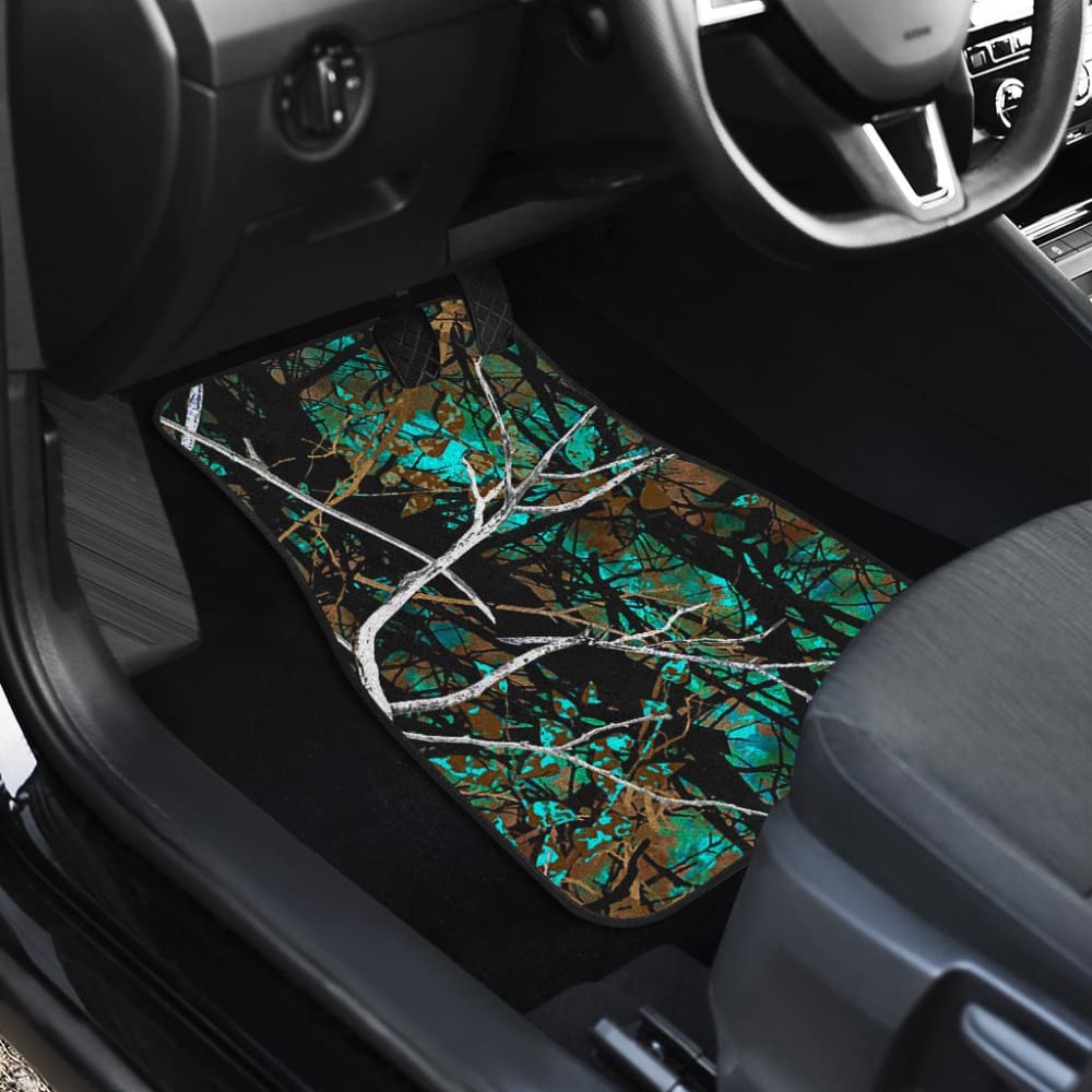 Premium Teal Forest Hunting Camouflage Car Floor Mats - All-Weather Protection for Trucks, SUVs & Off-Road Vehicles - Perfect for Hunting Trips & Outdoor Adventures