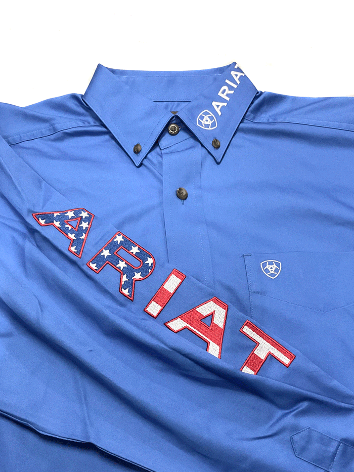 Ariat Men's Team Logo Twill Classic Fit Shirt - Comfortable Casual Button Down Shirt for Work, Outdoor & Everyday Wear - Sea Scape Blue