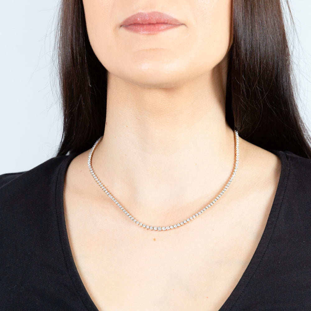 14K Yellow Gold 3 Carat Diamond Necklace with 157 Brilliant Cut Diamonds - 43cm Chain Length | Elegant Jewelry Gift for Women, Perfect for Weddings, Anniversaries & Special Occasions