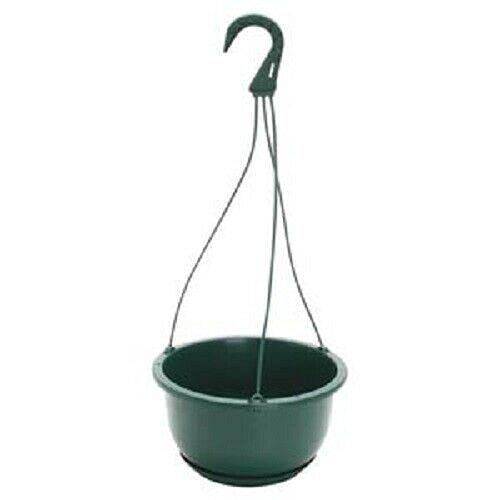 CompreDH 8 Inch Hanging Plant Baskets - Set of Green Outdoor Hanging Planters with Stand for Flowers, Herbs & Succulents | Perfect for Patio, Balcony & Garden Decor