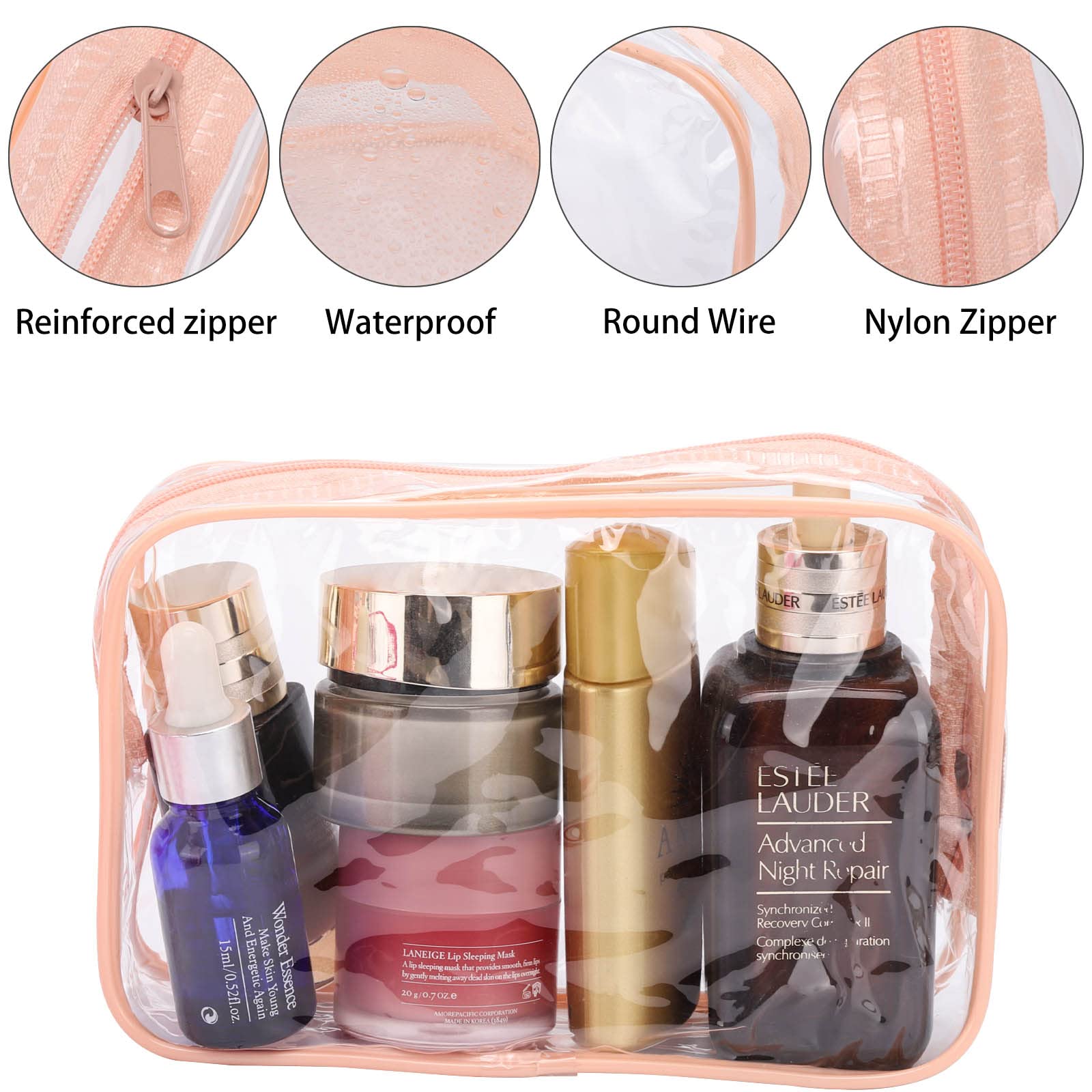 Tbestmax 10 Pack Clear Cosmetic Bags - Waterproof Makeup Organizer & Travel Toiletry Bags - TSA Approved for Airplane Carry-On, Perfect for Gym, Vacation & Daily Essentials Storage