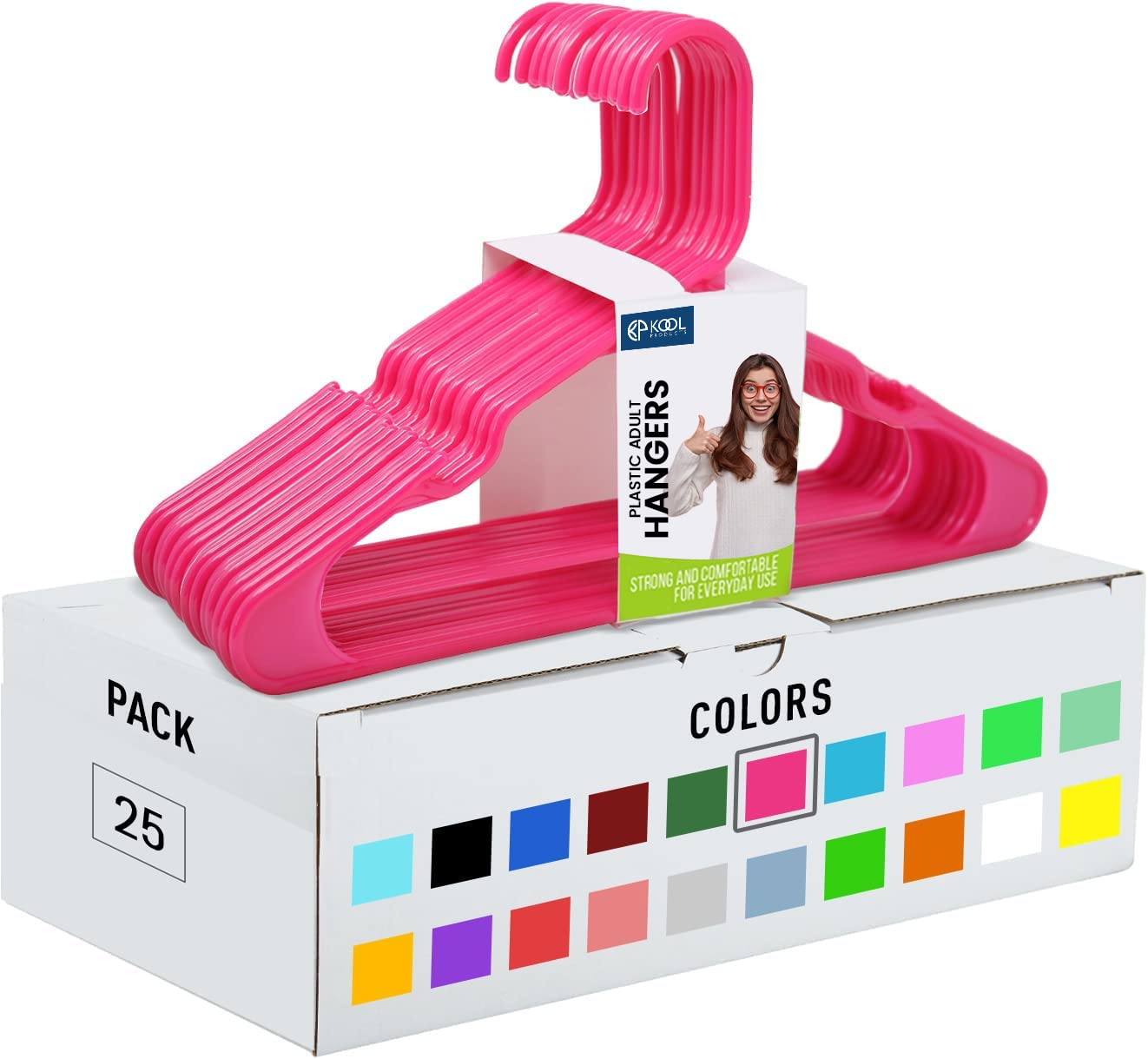 Space Saving Heavy Duty Plastic Clothes Hangers - 25 Pack Pink Wardrobe Organizers for Shirts, Jeans, Jackets & Coats | Perfect for Closet Organization, Laundry Room & Travel Packing