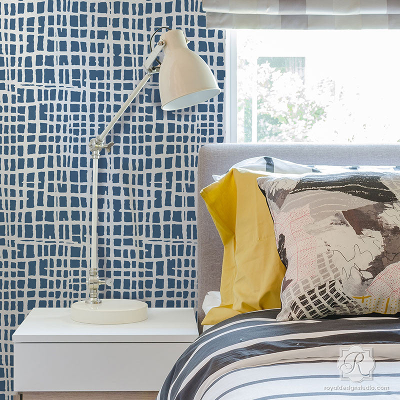 Loose Weave Wall Stencil - DIY Home Decor Painting Template for Boho & Farmhouse Style - Perfect for Bedroom, Living Room, and Accent Walls