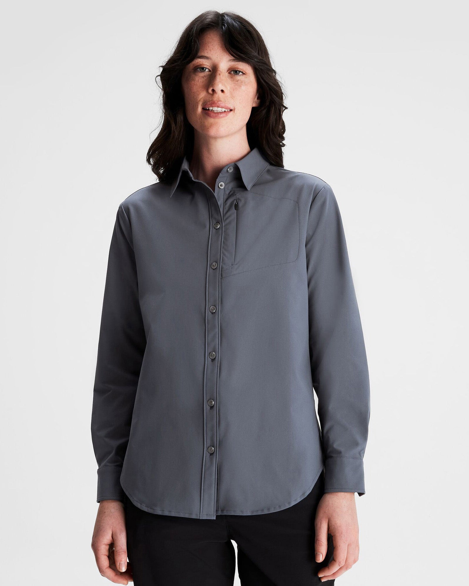 Women's Sun Protection Long Sleeve Shirt - UPF 50+ UV Blocking, Breathable & Lightweight, Mid Navy Blue - Perfect for Hiking, Beach & Outdoor Activities