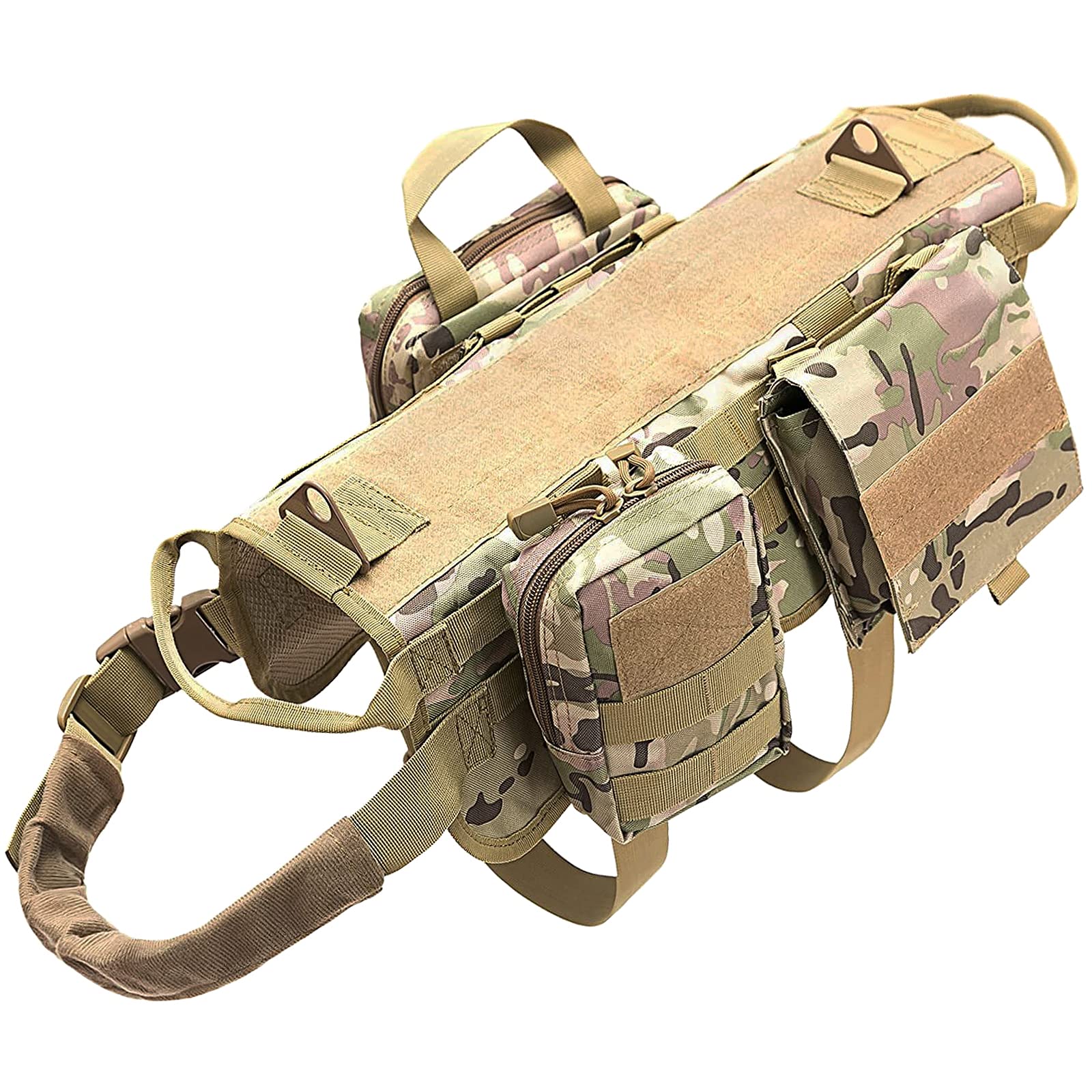 Tactical Dog Harness with Pouches - Adjustable No-Pull Military Vest for Large & Medium Dogs - Reflective Handle for Walking, Hiking & Training - Perfect for Outdoor Adventures & Pet Safety