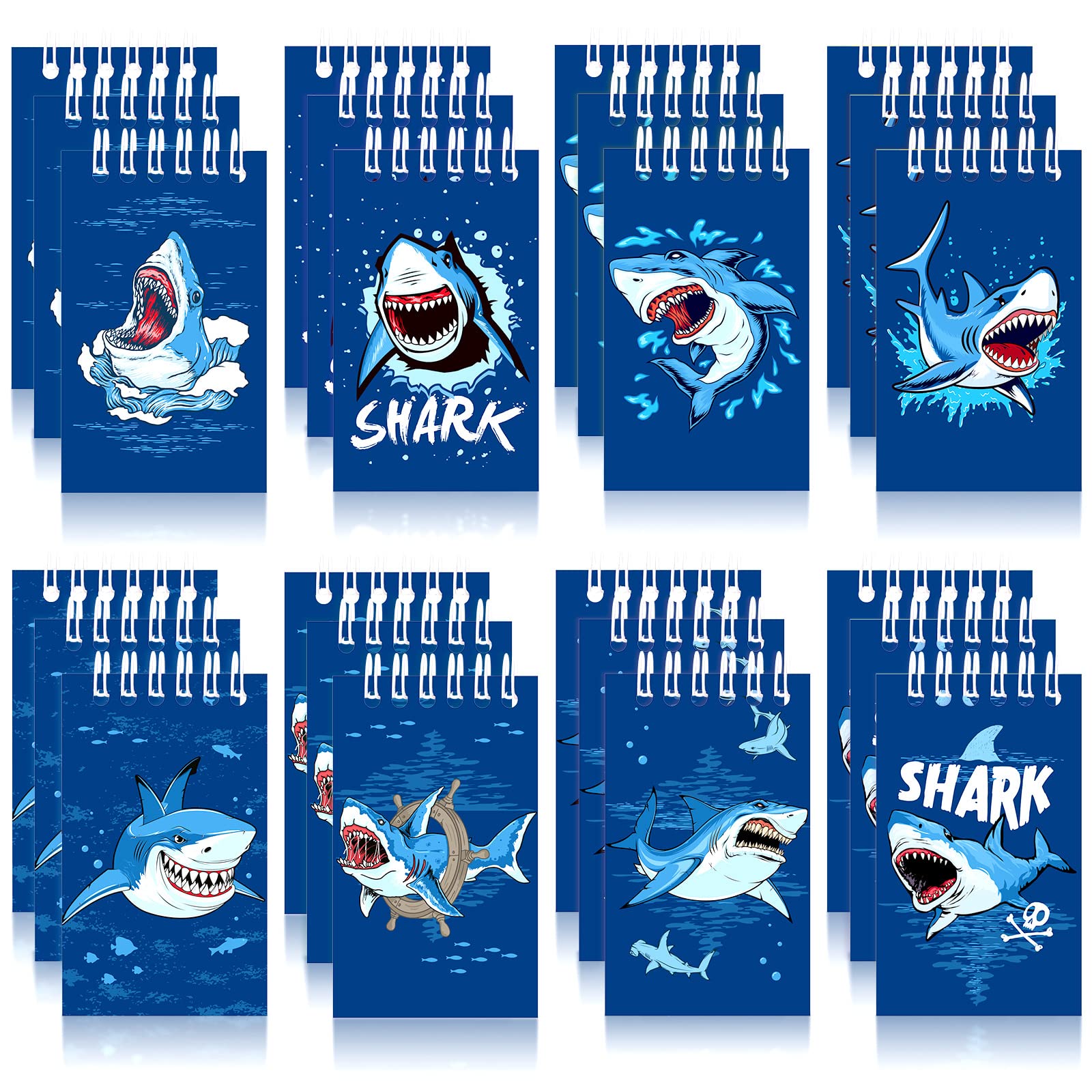 24 Pack Mini Shark Notebooks - Spiral Memo Pads, Tiny Under The Sea Animal Themed Pocket Notepads for Kids, Classroom Supplies, School Rewards & Birthday Party Gifts (Perfect for School Projects, Party Favors & Daily Note Taking)