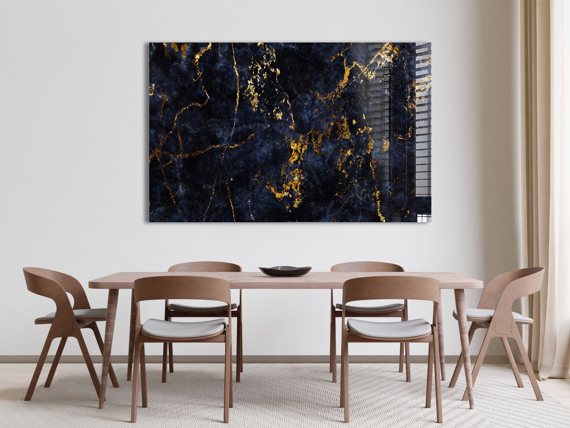 Golden & Navy Abstract Art Print - Modern Wall Decor for Living Room, Bedroom, Office - Perfect for Home & Office Decoration