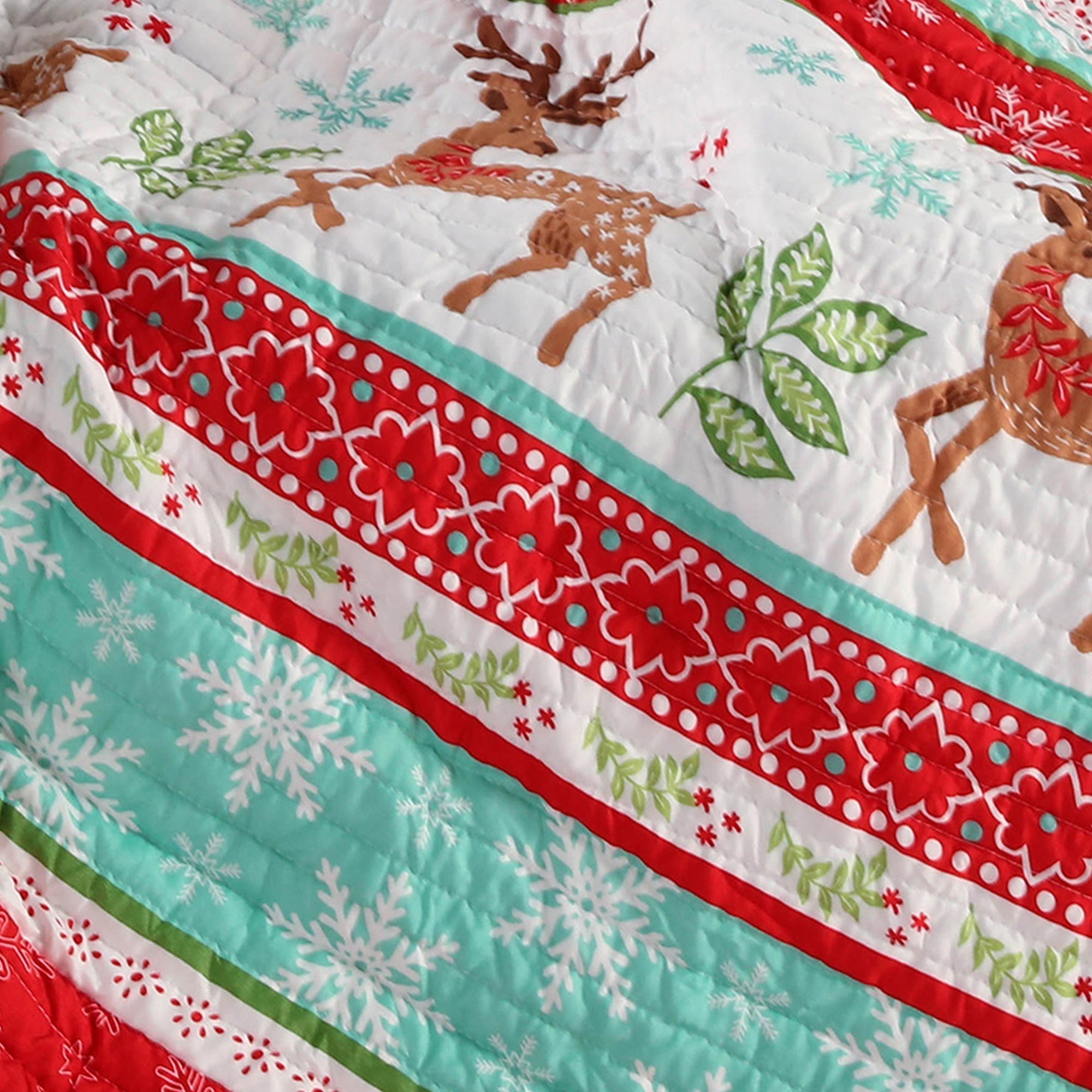 Let It Snow Quilted Throw Blanket - Cozy Winter Plaid Fleece Bedspread for Couch, Sofa & Bed - Perfect for Christmas Decor, Gift & Home Warmth