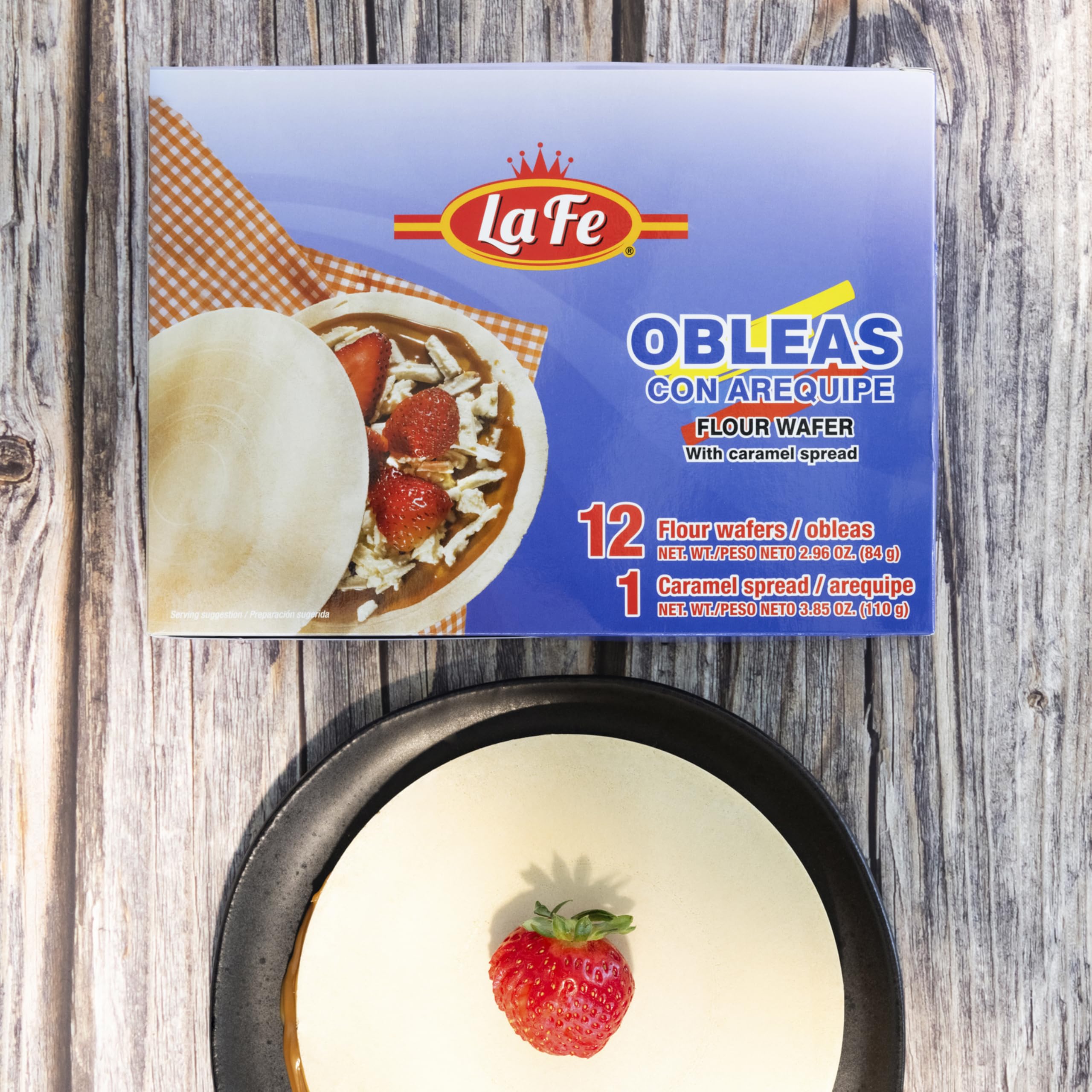 La Fe Obleas Con Arequipe 6.81 oz - 3 Pack | Colombian Flour Wafer with Caramel Spread | Authentic Latin Snacks for Parties, Desserts & Coffee Time