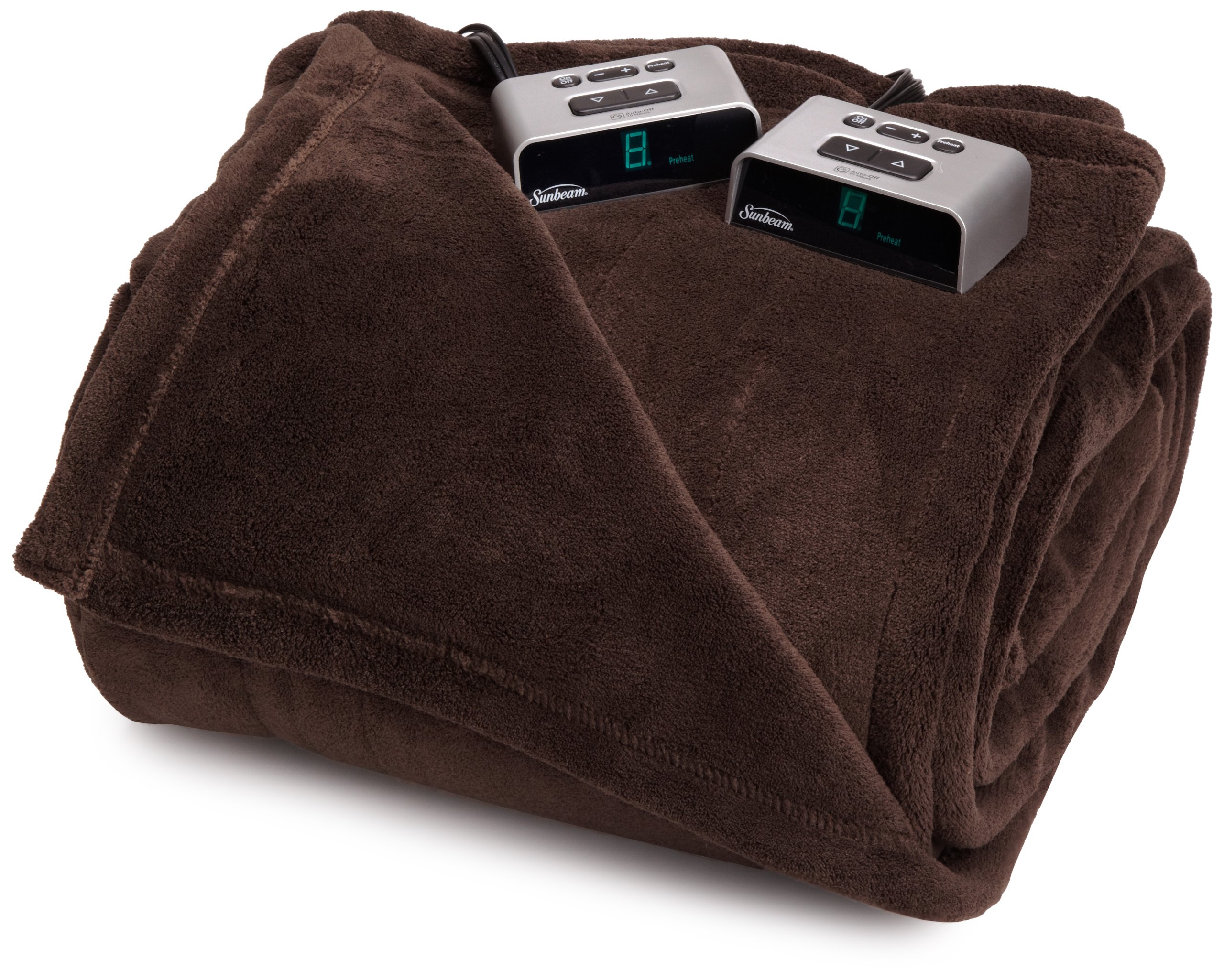 Sunbeam BW1214-030-470 Electric Heated Blanket - King Size Microplush Warming Throw in Walnut Brown - Perfect for Cold Nights, Bedroom Comfort & Cozy Winter Evenings