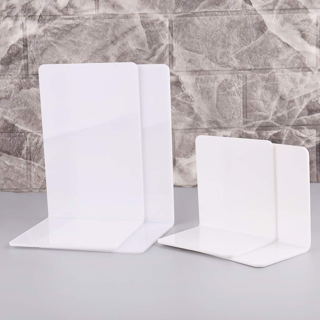 2Pcs Clear Acrylic Bookends - Heavy Duty L-Shaped Desk Organizer & Book Holder, Non-Skid Book Support for Office, Home, Library (2 Size Options) - Perfect for Shelves, Desks and Bookcase Organization