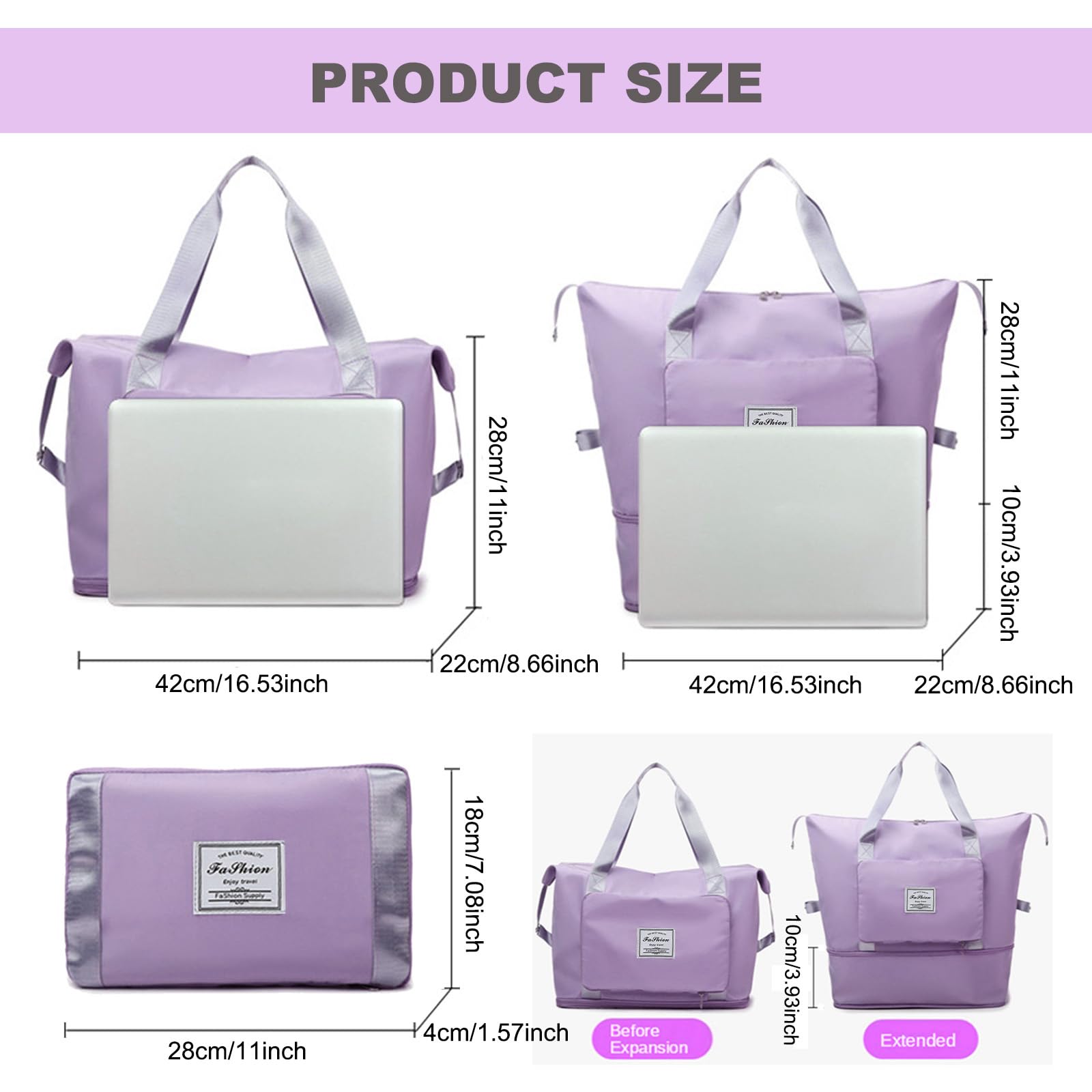 Large Capacity Foldable Expandable Travel Duffel Bag - Waterproof Collapsible Overnight Bag for Women & Men | Perfect for Weekend Getaways, Gym, Camping & Business Trips