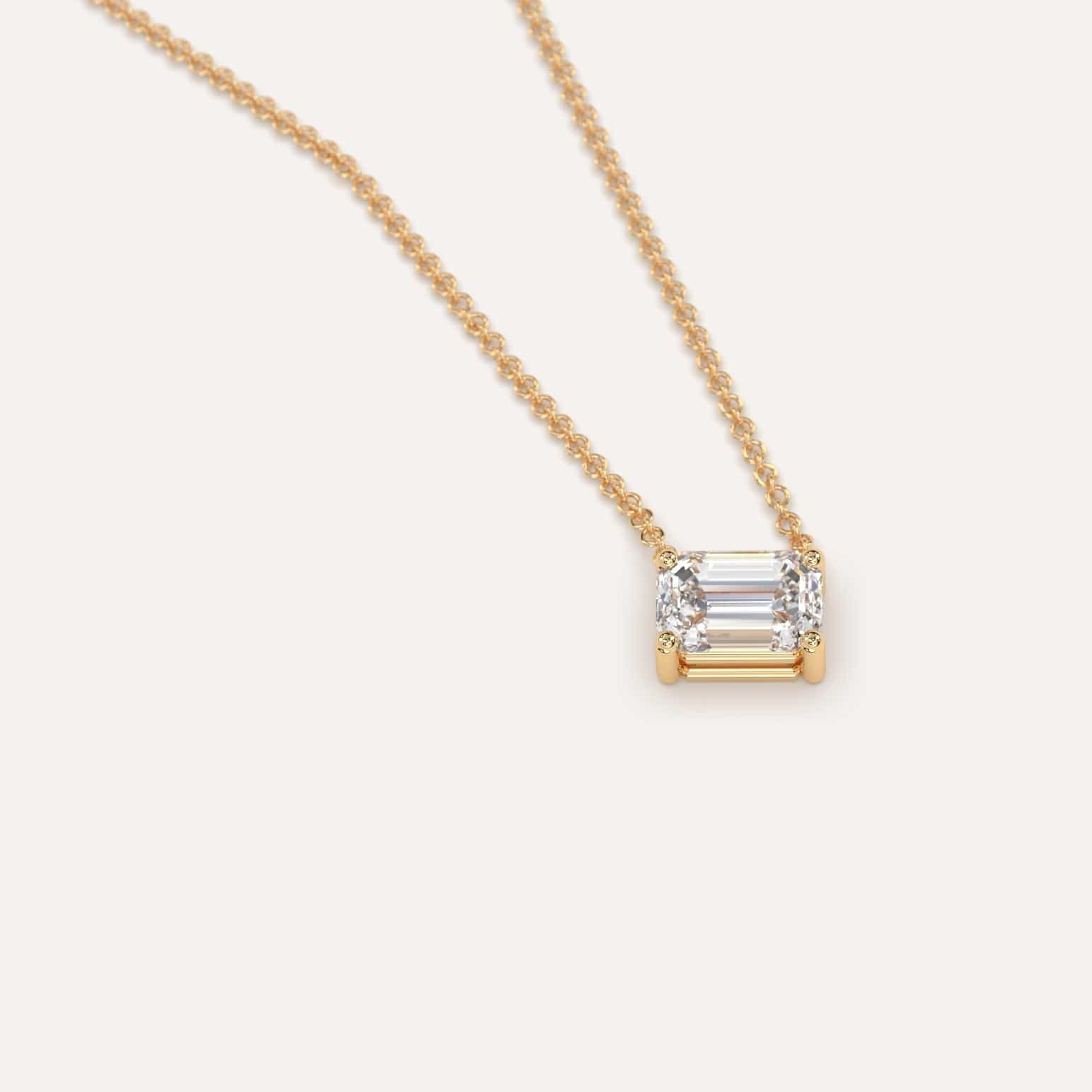 1/2 Carat Emerald Floating Diamond Necklace – Elegant 14K Gold Pendant for Women | Perfect for Weddings, Anniversaries & Special Occasions