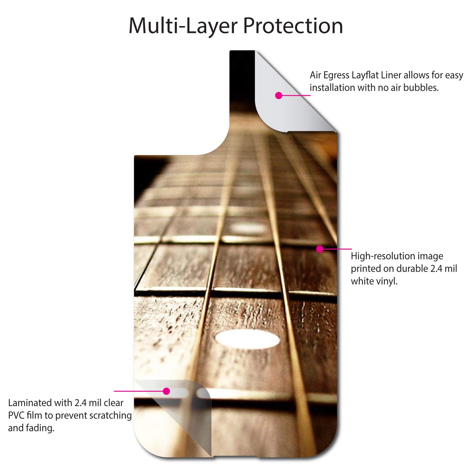 DistinctInk Custom Skin Decal for OtterBox Defender Case iPhone 11 Pro (5.8 Inch) - Guitar Strings Design | Protective Vinyl Sticker Wrap | Perfect for Personalization and Style Enhancement