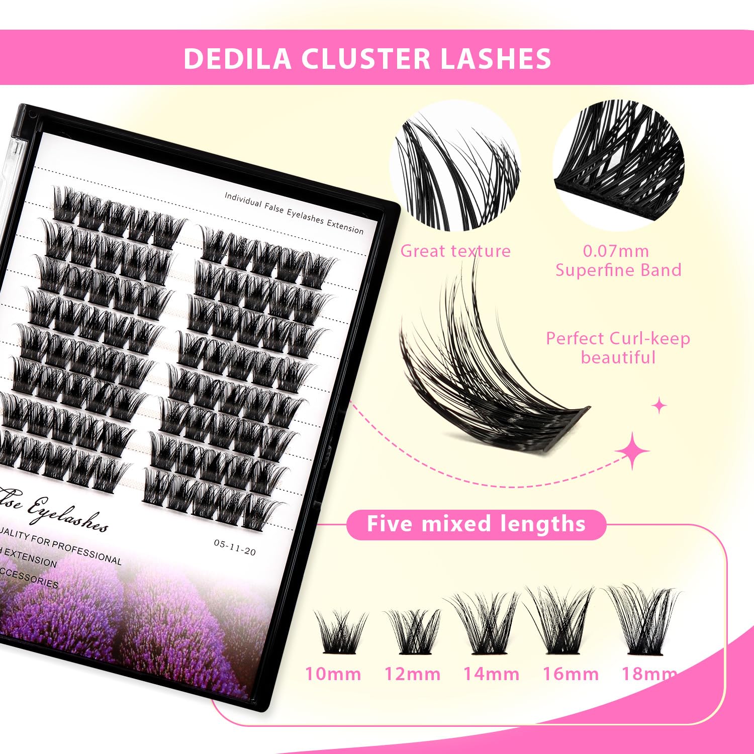 80 Pairs 0.07mm D Curl False Eyelashes - Extra Thick Dramatic Volume Lashes with Wide Stem (12mm) for DIY Lash Extensions - Perfect for Night Out, Wedding & Special Occasion Makeup