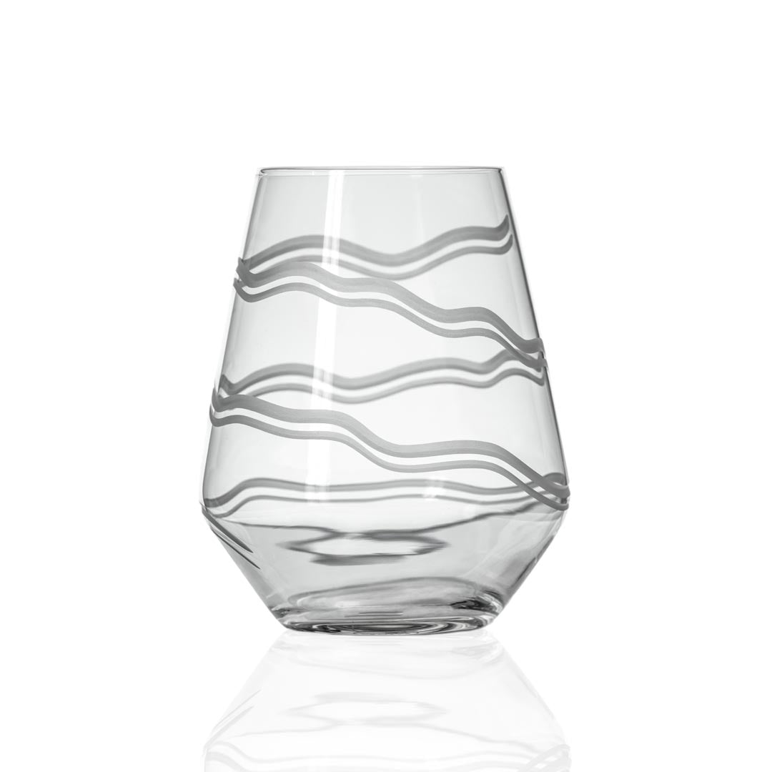 Good Vibrations 18oz Stemless Wine Glasses - Set of 4 | Durable & Elegant for Parties, Weddings & Home Entertaining