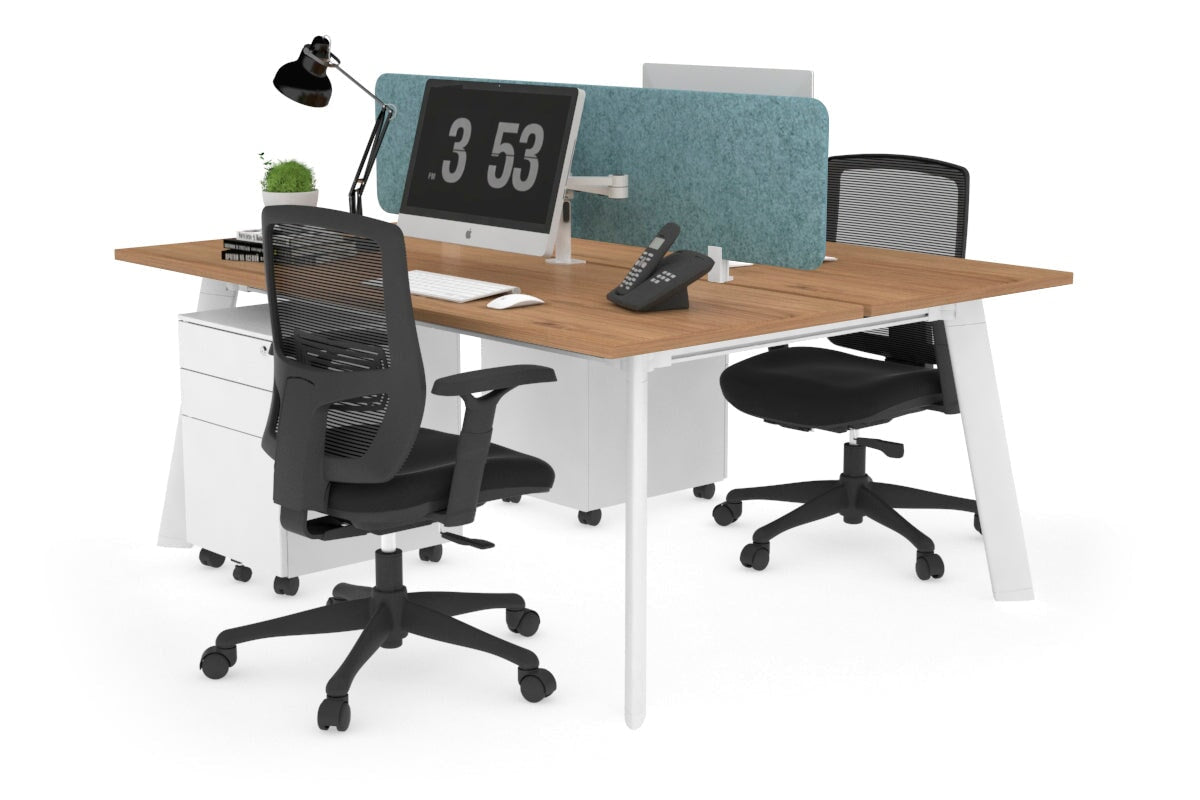 2-Person Workstation with White Frame - 1800L x 700W - Perfect for Office, Home Office, and Collaborative Workspaces