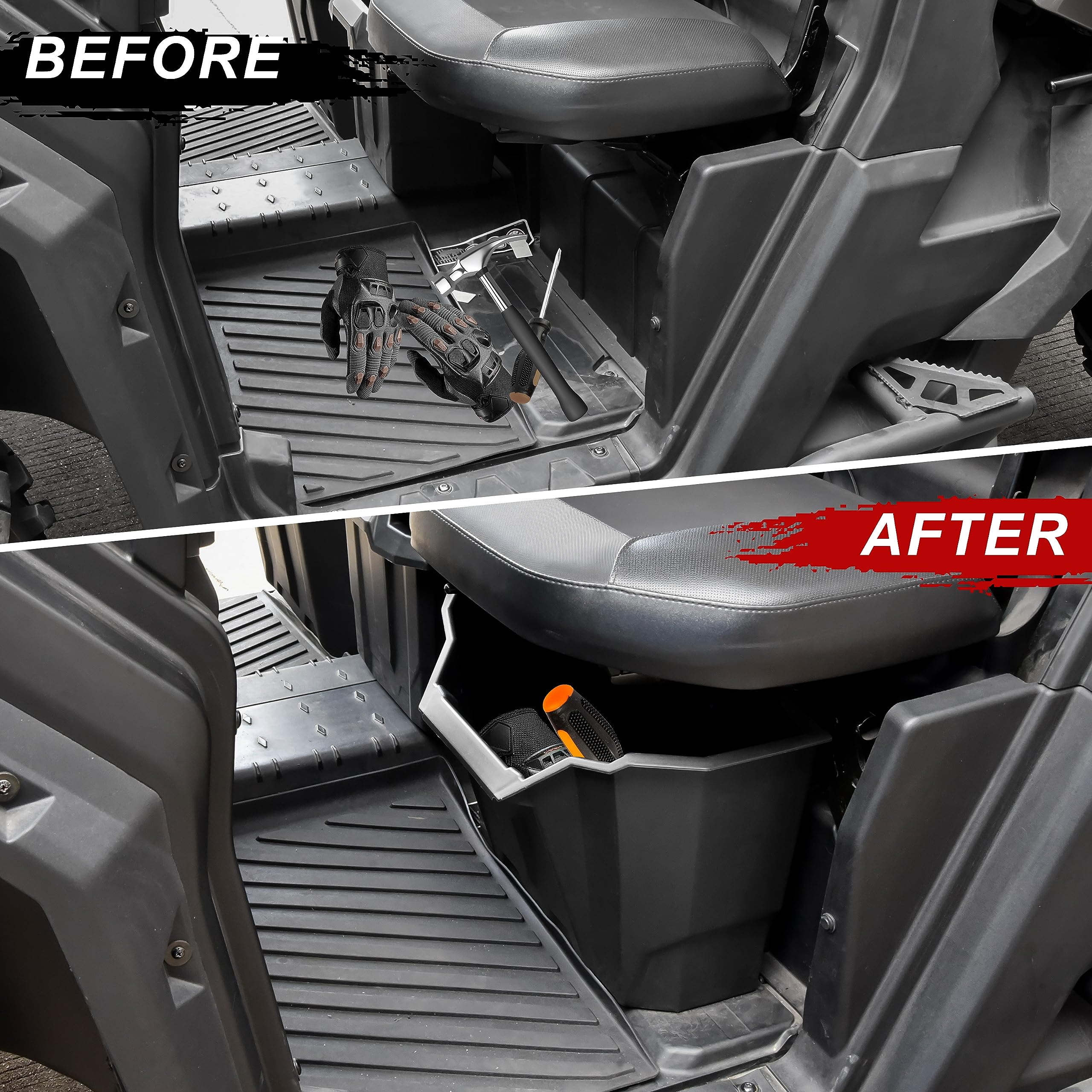 SAUTVS UTV Under Seat Storage Box for Can Am Defender HD5 HD7 HD8 HD9 HD10 MAX (2016-2025) | Durable Driver Underseat Storage Bin Accessories | Replacement Part #715003399 | Perfect for Off-Road Gear Organization & Tool Storage