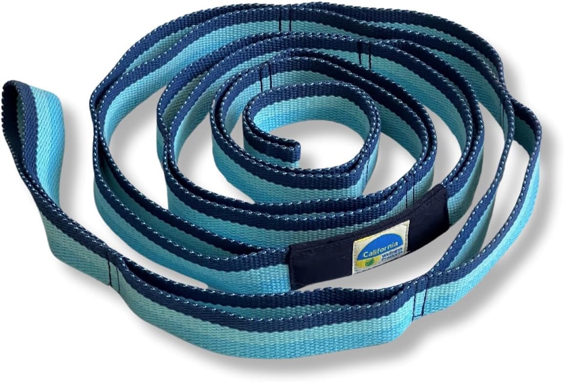Premium California Yoga Strap with 12 Multi-Loops - Non-Elastic Stretching Belt for Gym Workouts, Physical Therapy & Posture Correction - Ideal for Men & Women Yoga Practice, Pilates, Home Exercise & Rehabilitation Training