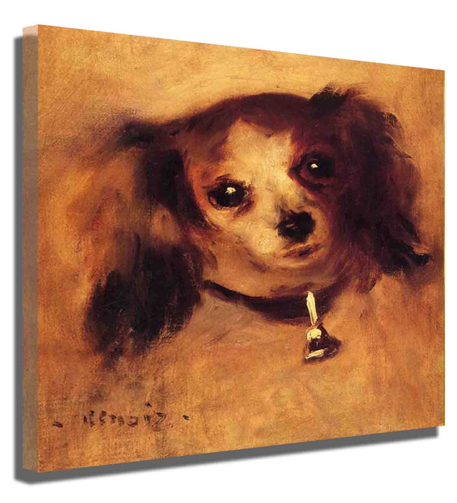 Pierre-Auguste Renoir 'Head of a Dog' Canvas Wall Art Print - Stretched & Framed Impressionist Painting (24x26 Inches) - Ready to Hang for Living Room, Bedroom, Office Decor - Perfect Gift for Art Lovers & Dog Enthusiasts