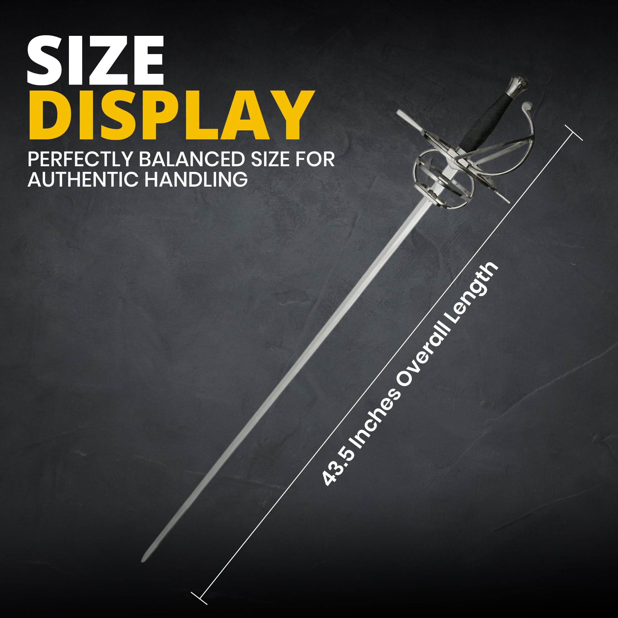 Szco Supplies Medieval Rapier Sword with Leather Scabbard - Authentic Renaissance Costume Accessory for LARP, Cosplay & Historical Reenactment