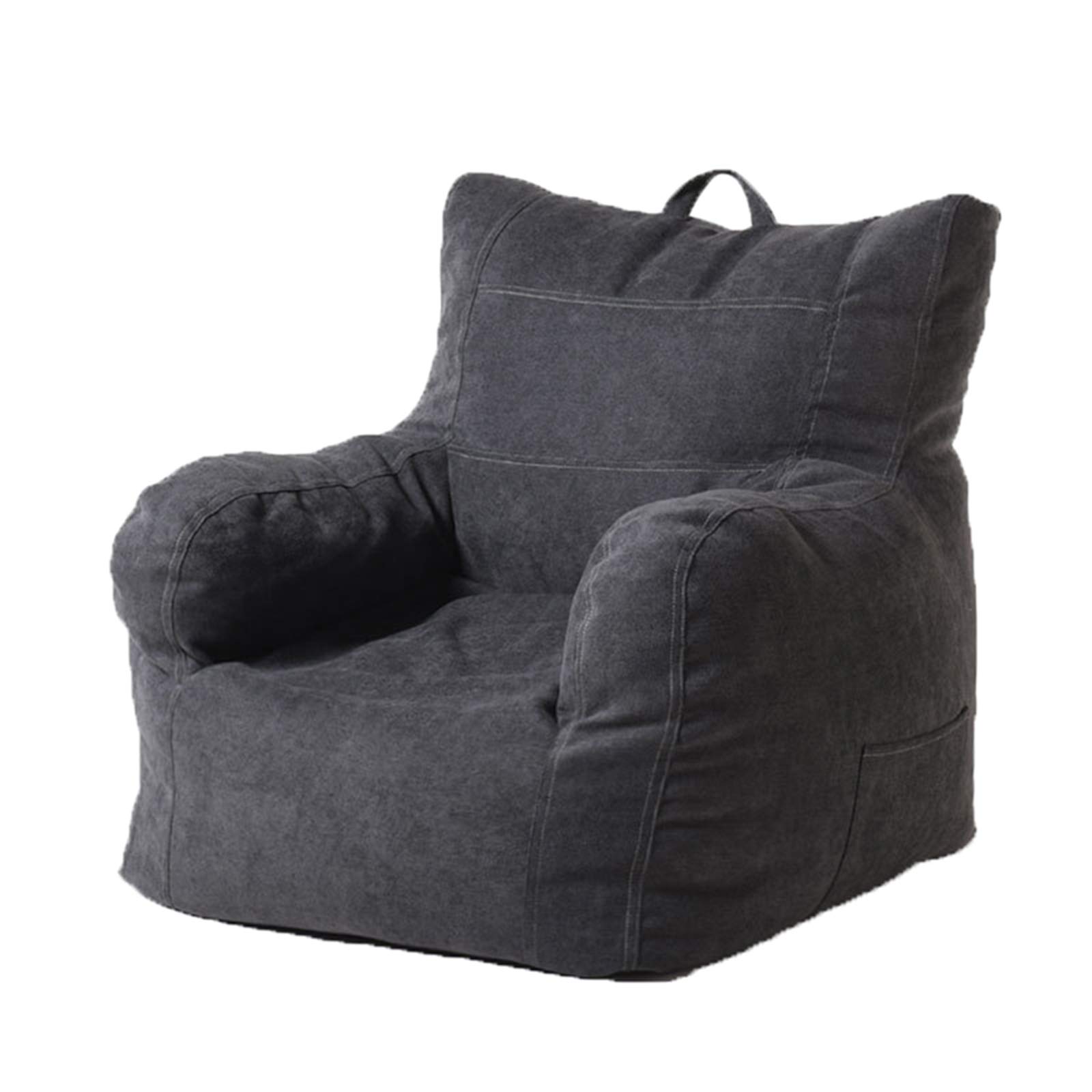 Soft Bean Bag Chair Cover - Large Stuffed Animal Storage Organizer for Toys, Blankets, Towels & Clothes (No Filler Included) - Perfect for Kids' Room, Playroom & Nursery Organization - Black