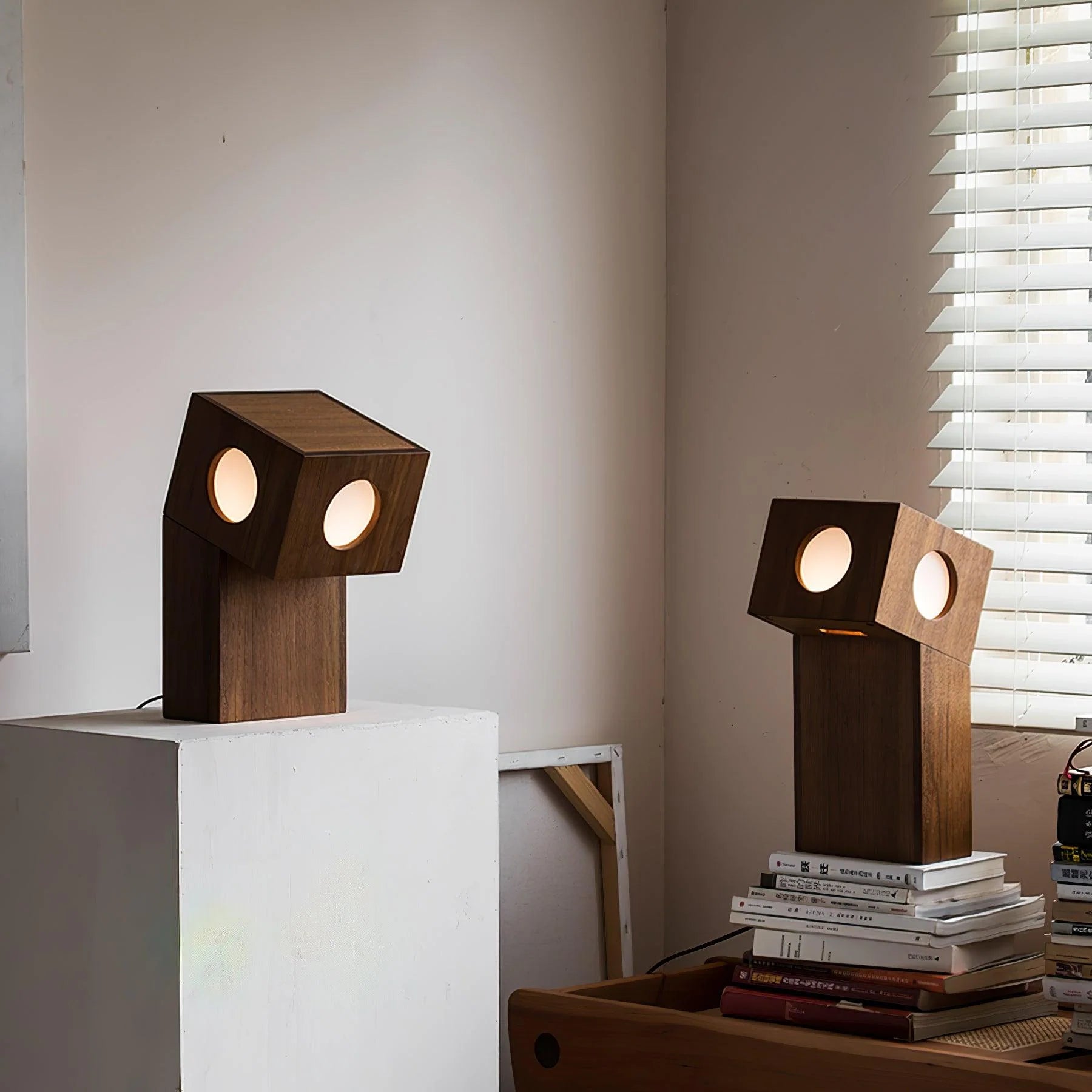 Modern Wooden Table Lamp - Handcrafted Timber Desk Light for Bedroom, Living Room & Office - Warm Ambient Lighting for Reading & Relaxation
