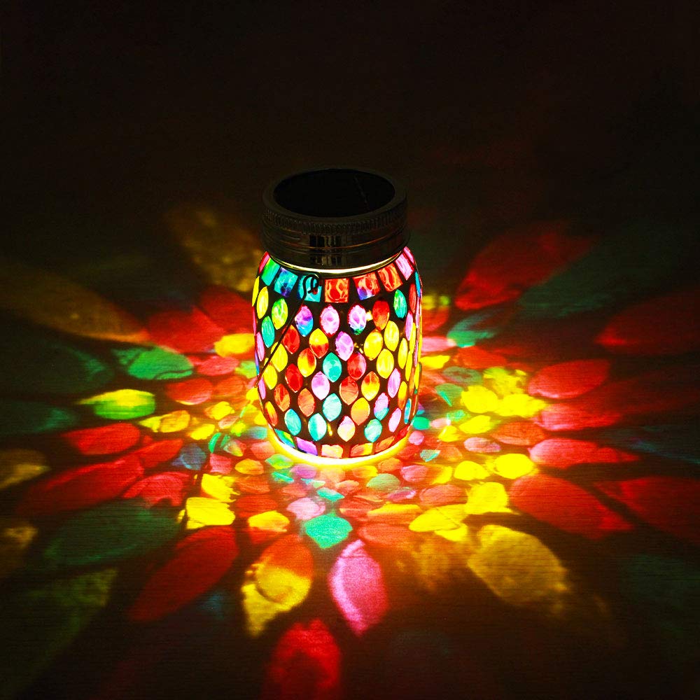 Rechargeable Waterproof Solar Mosaic Hanging Lanterns - Outdoor Decorative LED Table Lamps for Garden, Patio, Backyard & Pathway Lighting | Solar-Powered Night Lights for Parties, Weddings & Home Decor
