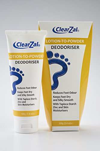 ClearZal Lotion to Powder Foot Cream - Deodorizing & Odor Eliminating Treatment (3.4 oz) | Transforms from Cream to Powder for Dry, Smooth Feet | Ideal for Athletes, Hikers & Daily Foot Care