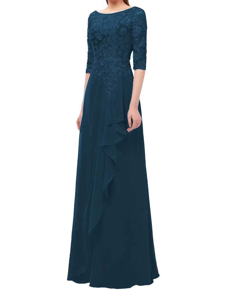 Elegant Mother of The Bride Dresses with Sleeves - Women's Lace Chiffon Formal Evening Gowns for Wedding Party & Special Occasions | Perfect for Wedding Ceremonies, Receptions, and Formal Events