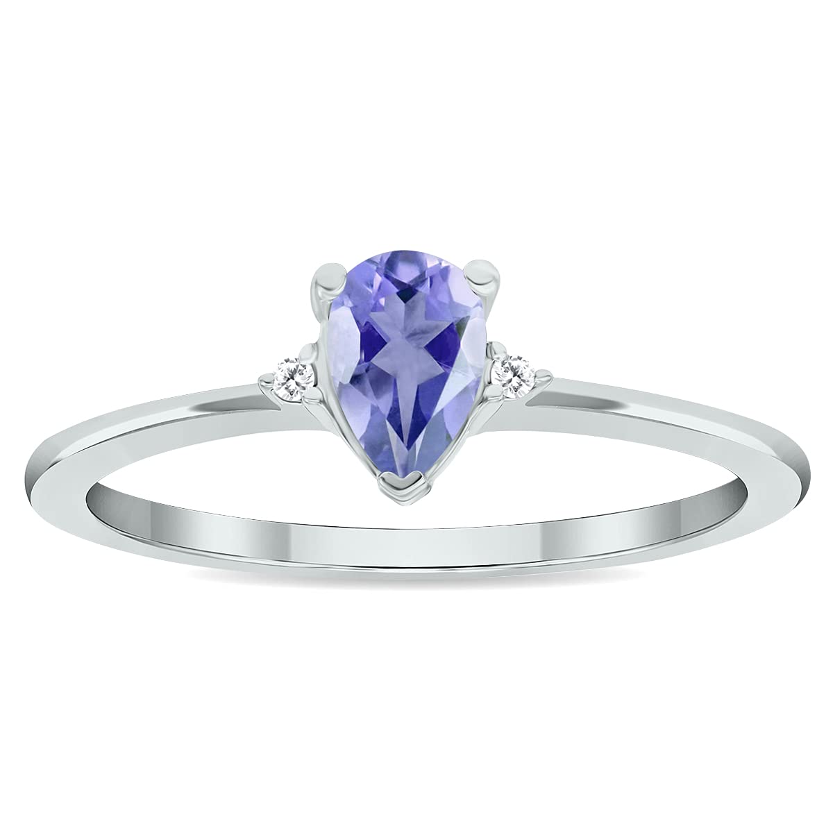 10K White Gold Women's Tanzanite & Diamond Classic Wedding Band Ring – Perfect for Engagement, Anniversary & Special Occasion Gifts