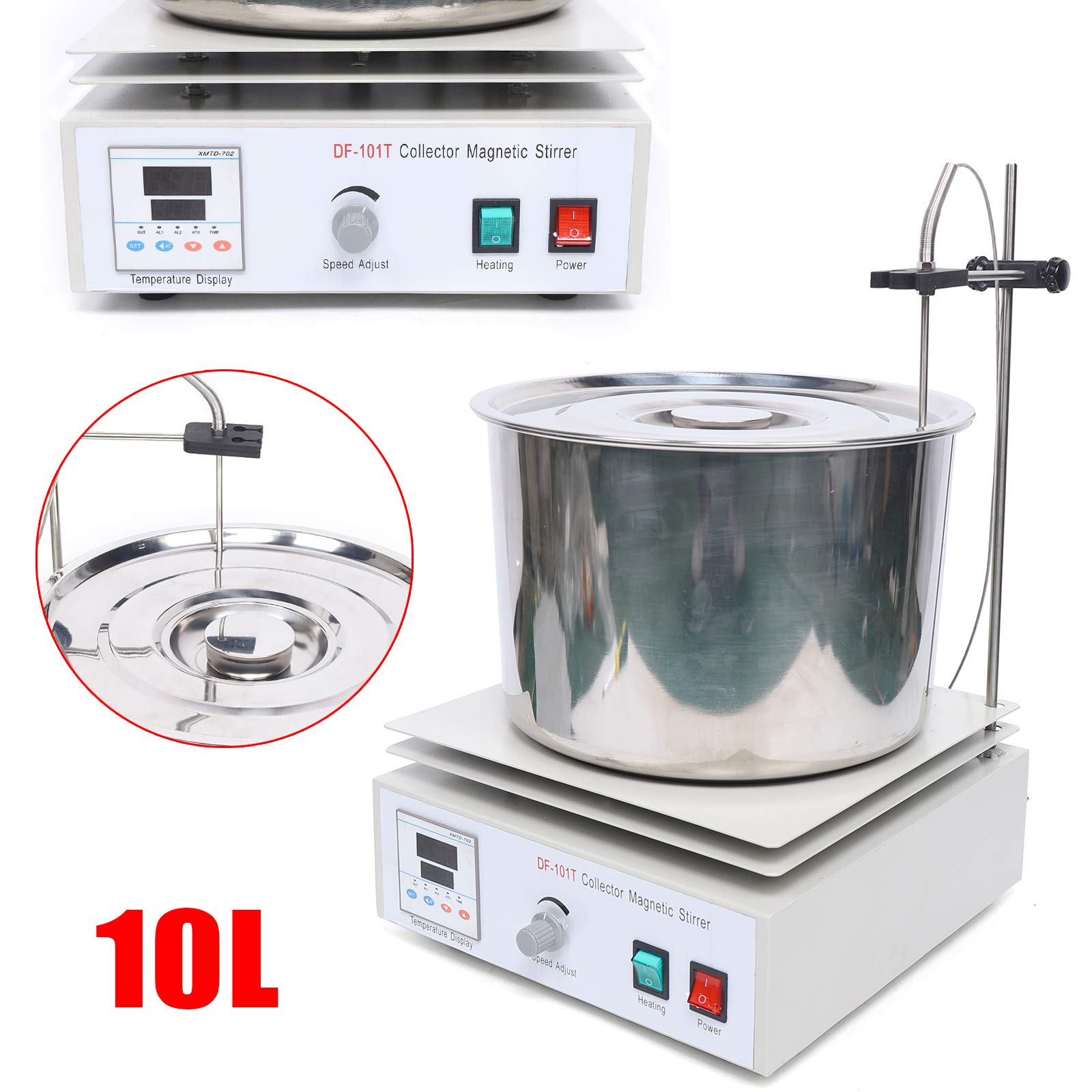 10L Digital Thermostatic Magnetic Stirrer with Heating Plate - 0-1400RPM Lab Mixer for Water & Oil Bath (Up to 400°C) - Perfect for Chemistry Experiments, Research Labs & Industrial Applications