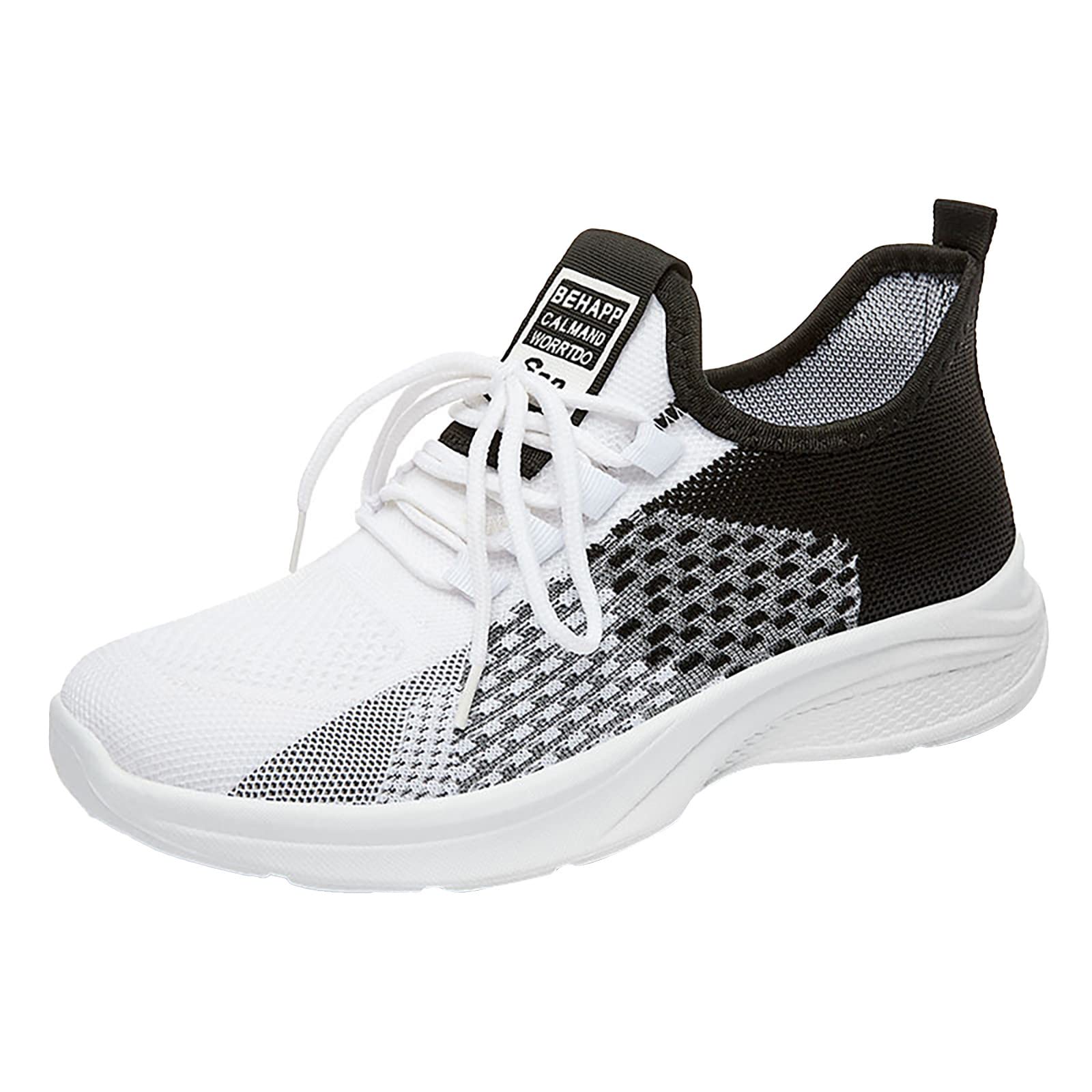 Women's Slip-On Sneakers with Arch Support - Black Sole Dressy Platform Shoes for Women (Size 7.5 Wide) | Non-Slip Work Shoes for Nurses, Teachers & Office Professionals