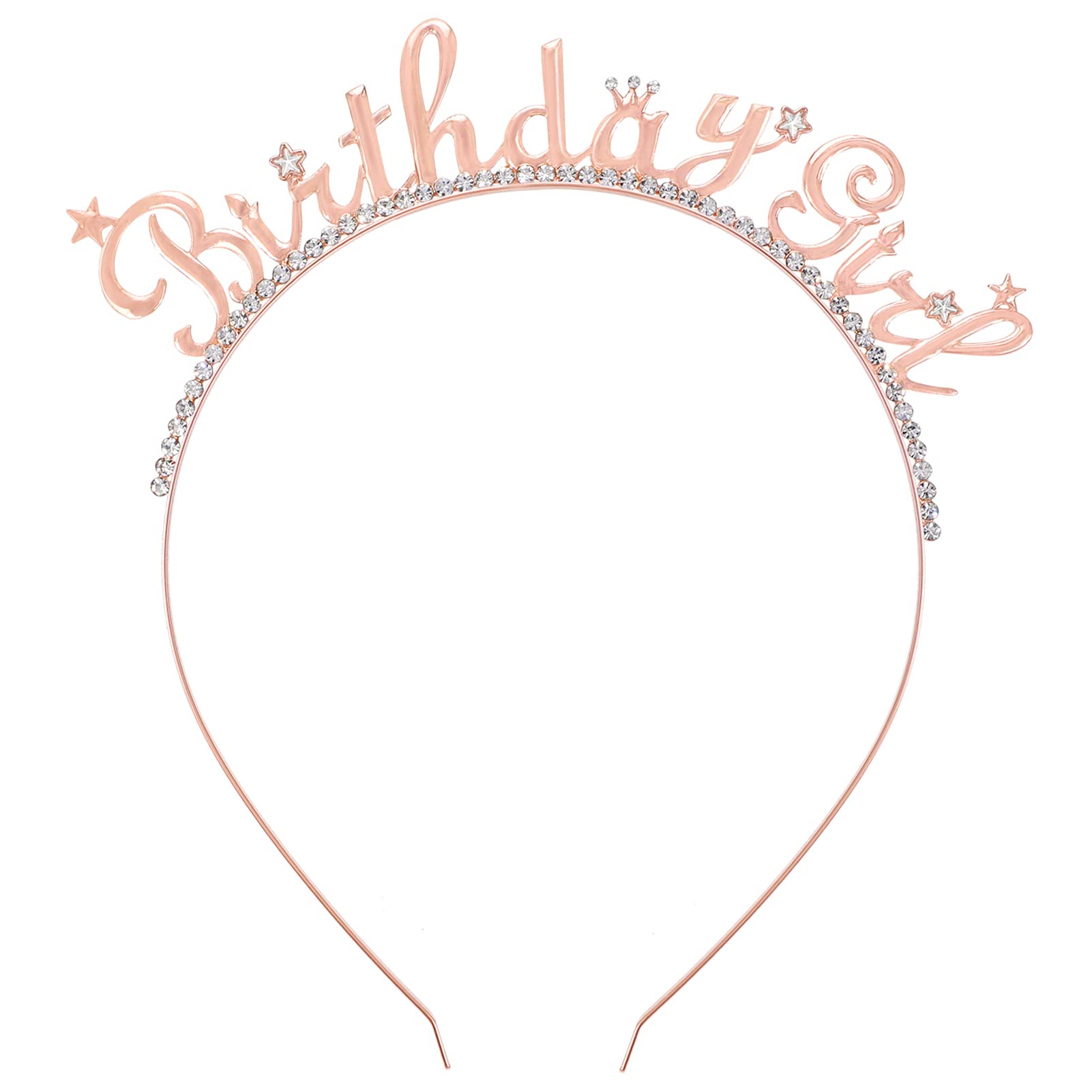 Zayvor Rose Gold Birthday Girl Headband - Rhinestone Tiara Crown for Women & Girls, Birthday Party Hair Accessories, Metal Head Hoop - Perfect for Birthday Celebrations, Bridal Showers & Special Events